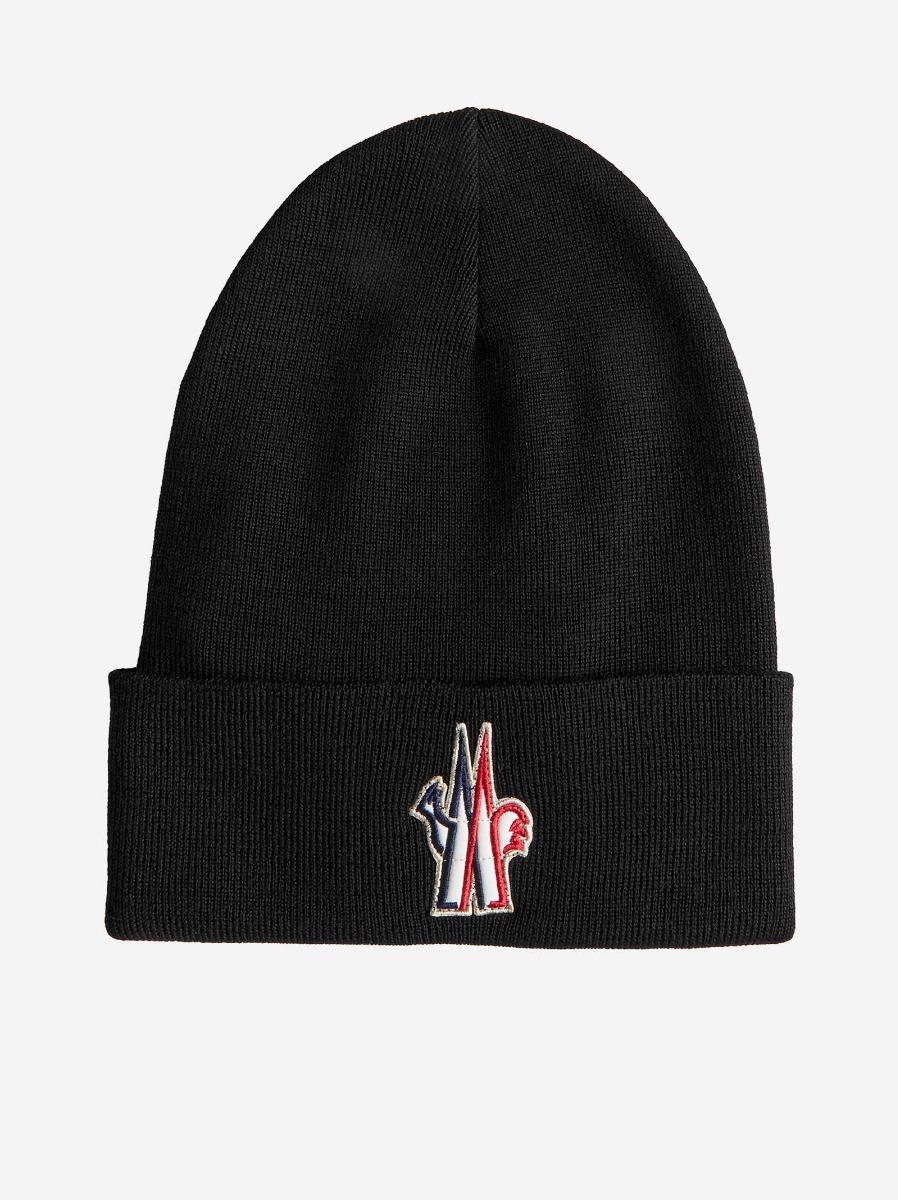 Shop Moncler Patch-logo Wool Beanie In Black