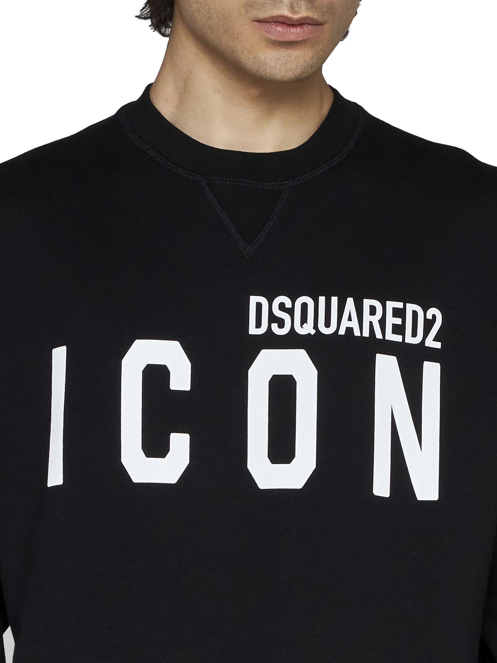 Shop Dsquared2 Logo Printed Crewneck Sweatshirt In Black/white