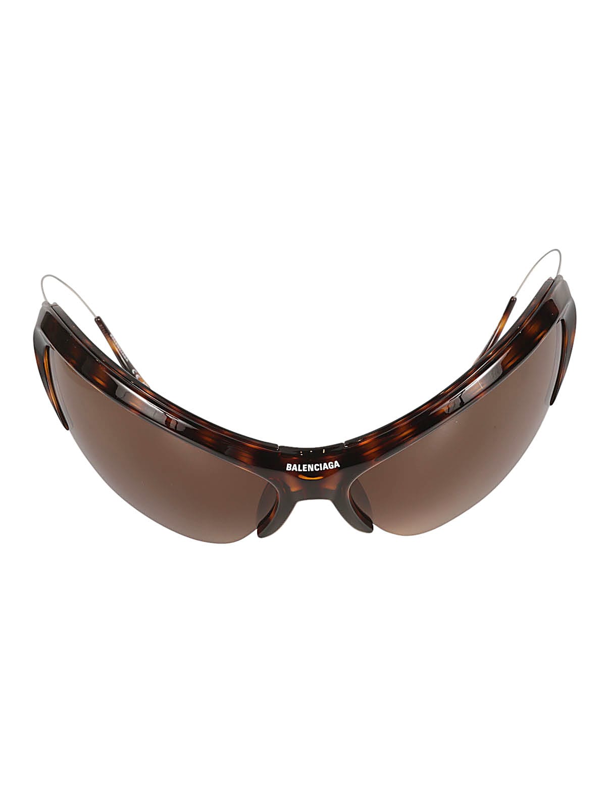 Balenciaga Curved Temple Cat Eye Frame Sunglasses In Havana/silver/brown