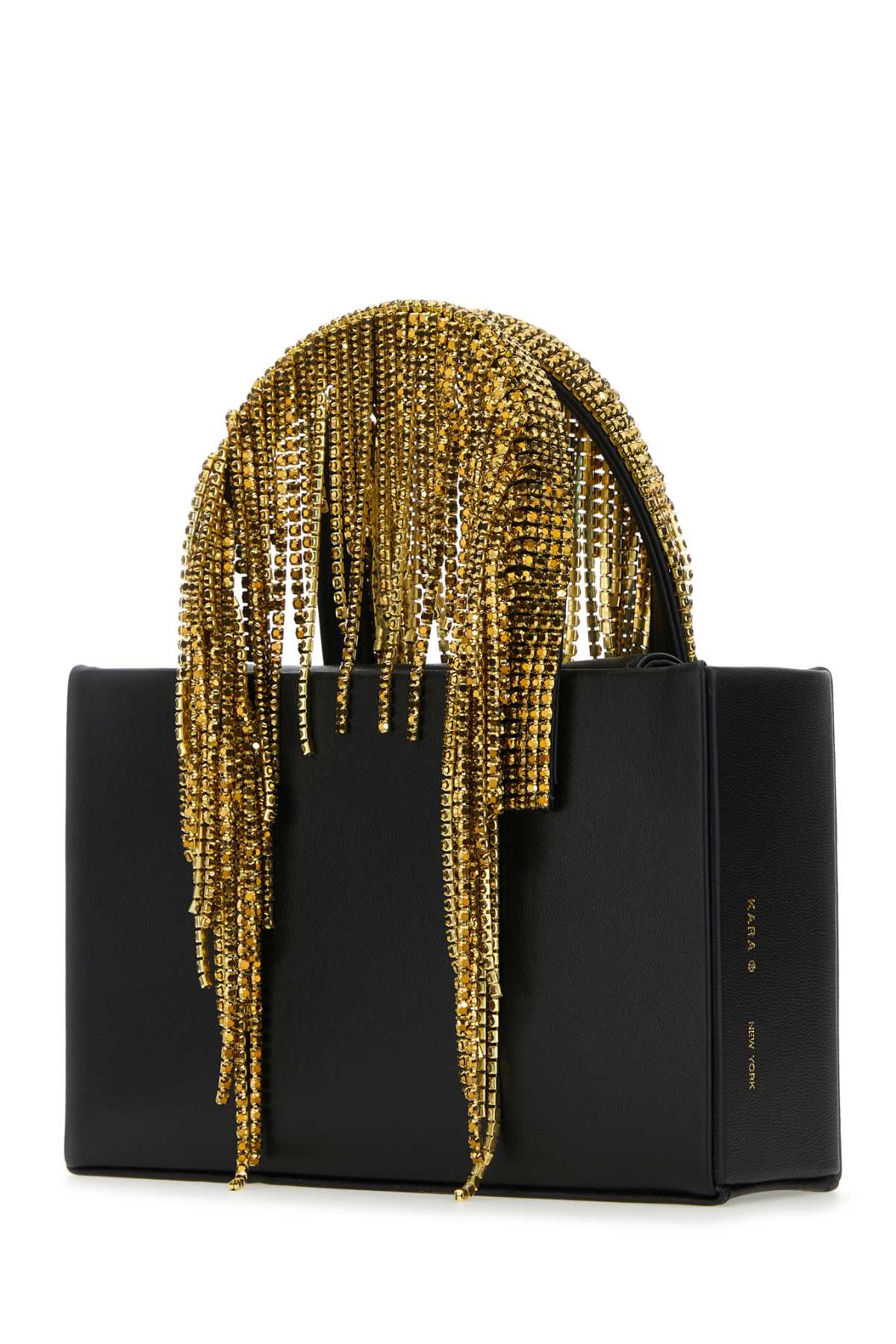 Kara Black Nappa Leather Handbag In Blackgold