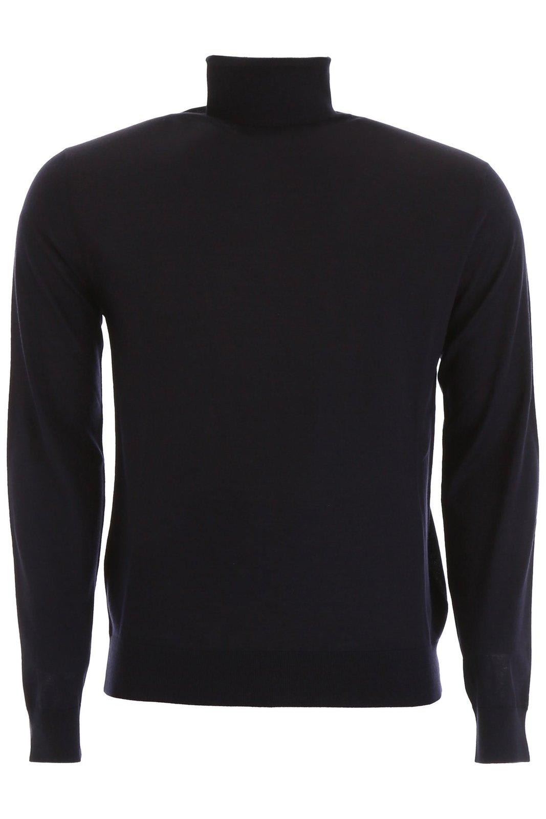 Shop Prada Turtleneck Knitted Pullover In Blu