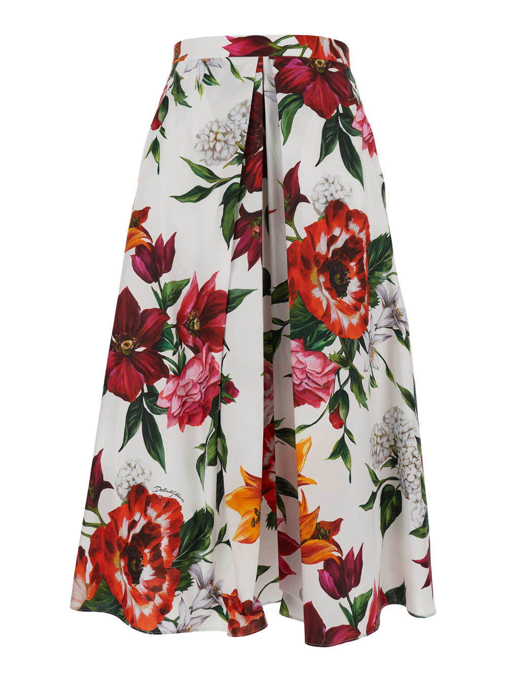 Flower Print Pleated Skirt