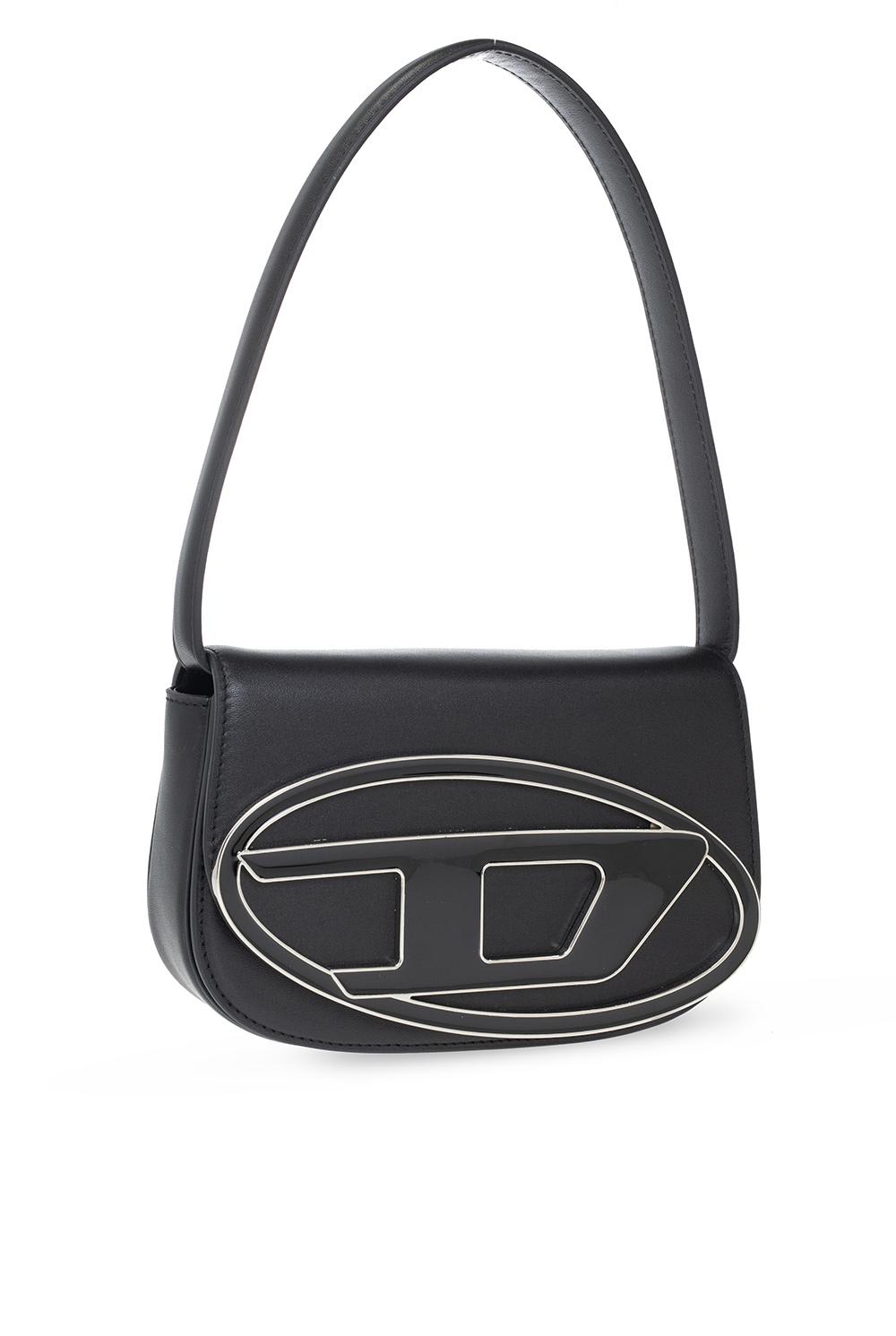 Diesel Rectangular Leather Shoulder Bag With Single Handle In Black
