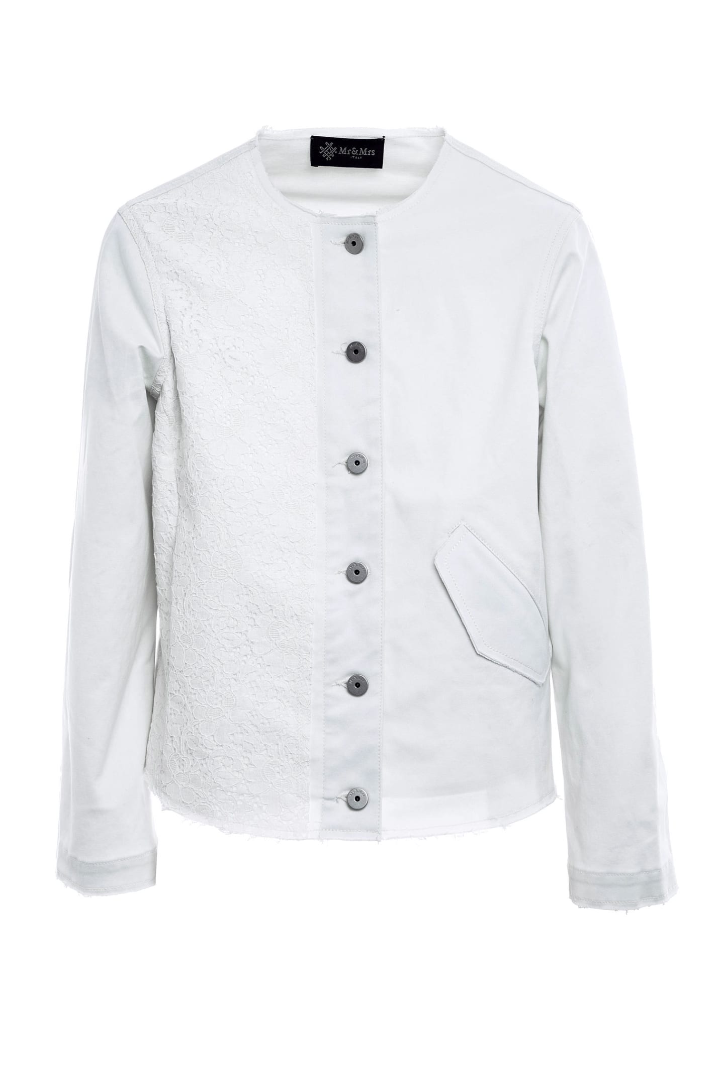 Mr & Mrs Italy Cottoncavalry Florealace White Jacket For Woman