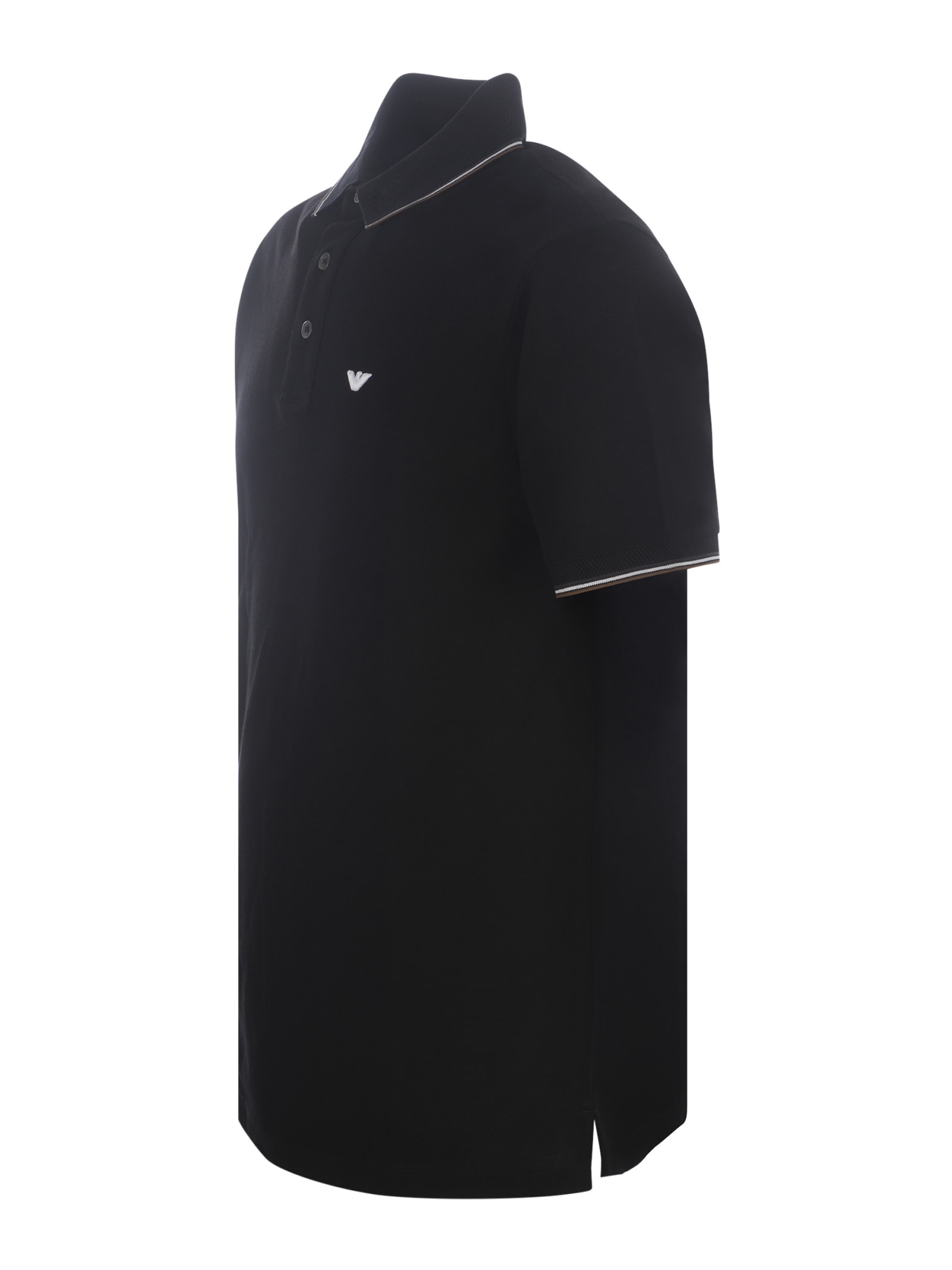 Shop Emporio Armani Polo Shirt  In Cotton Piqué In Nero