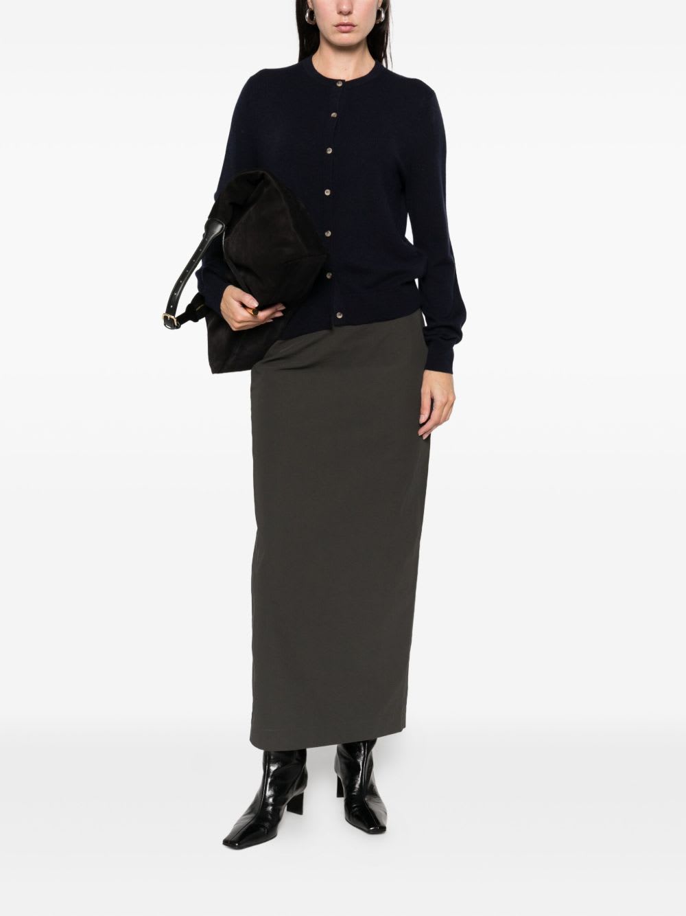 Goat Soft  Crewneck Cardigan In Blue