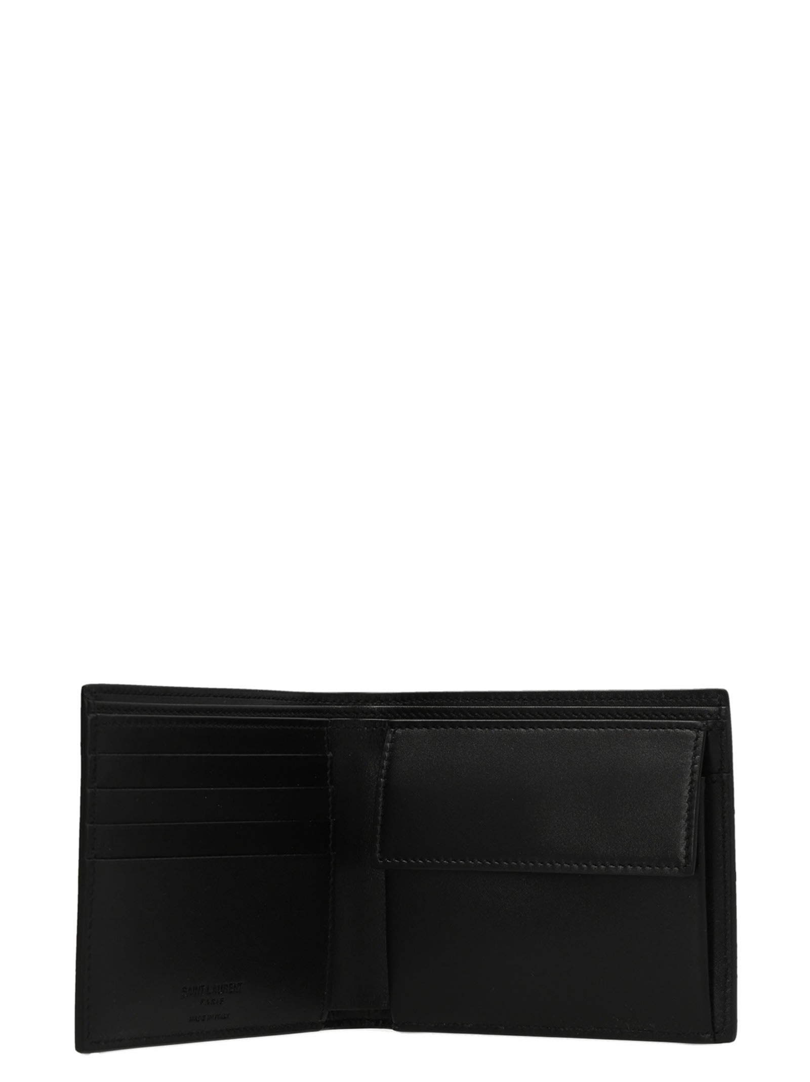 Shop Saint Laurent Logo Wallet In Black