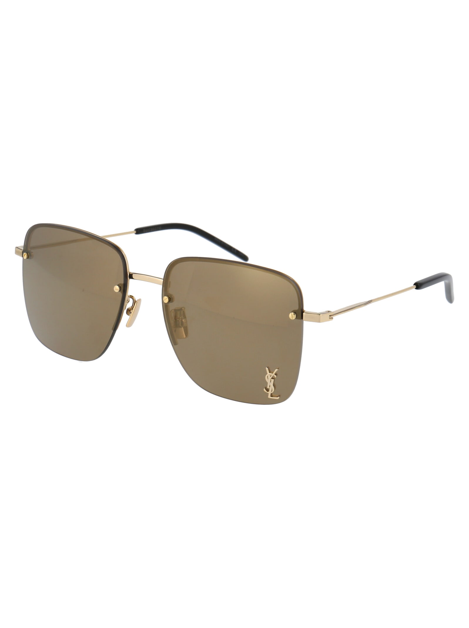 Shop Saint Laurent Sl 312 M Sunglasses In 006 Gold Gold Brown