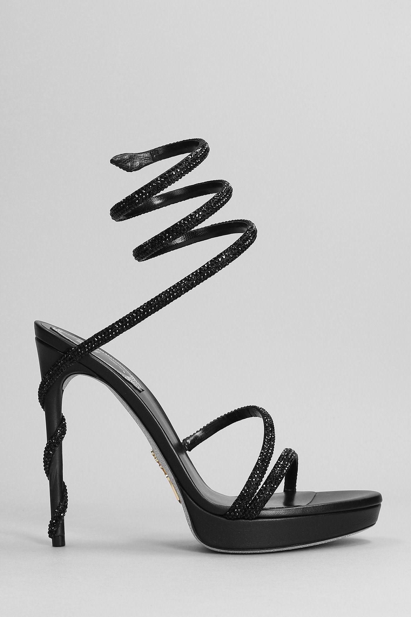 René Caovilla Margot Sandals In Black Leather