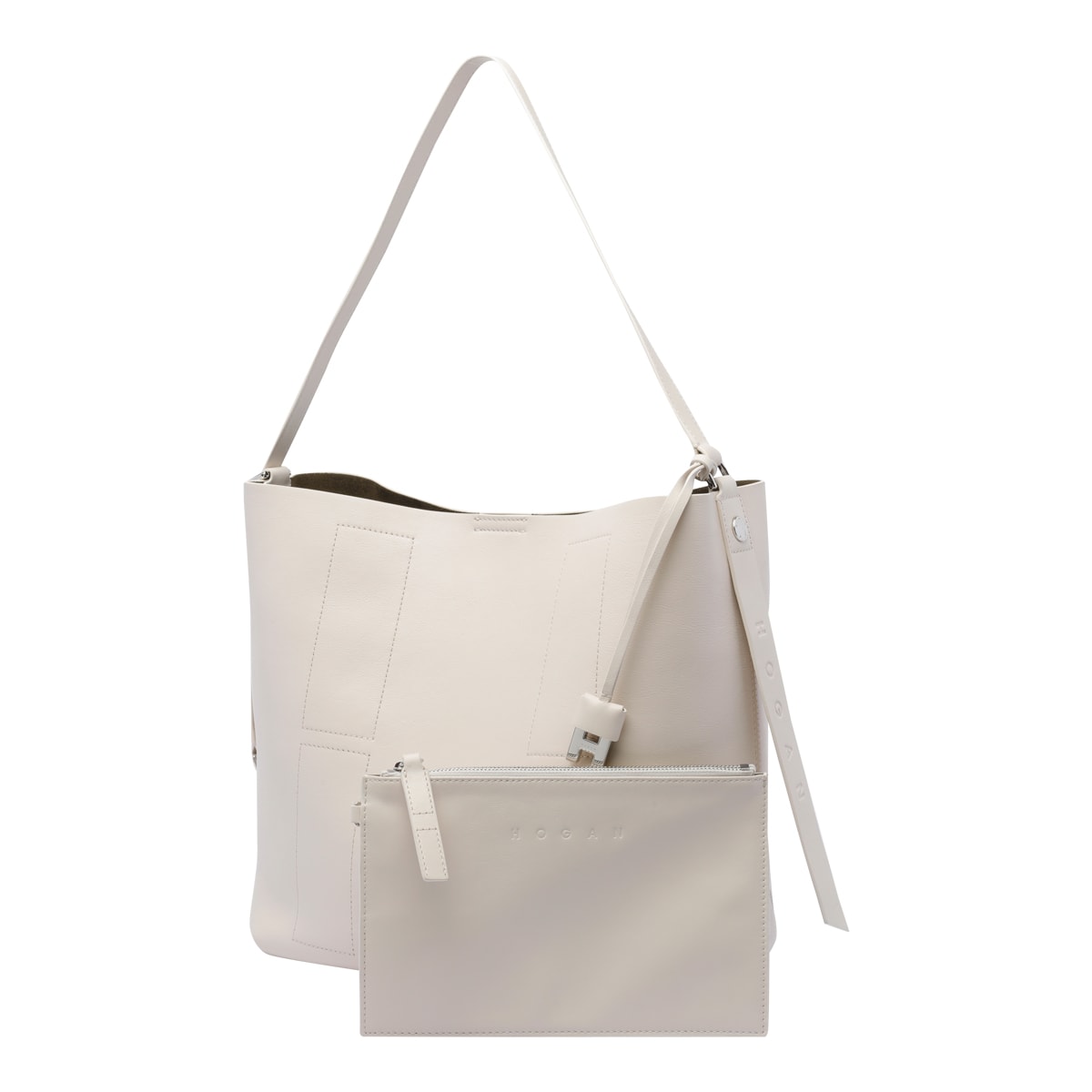 Hogan Adjustable Strap Leather Shoulder Bag In White