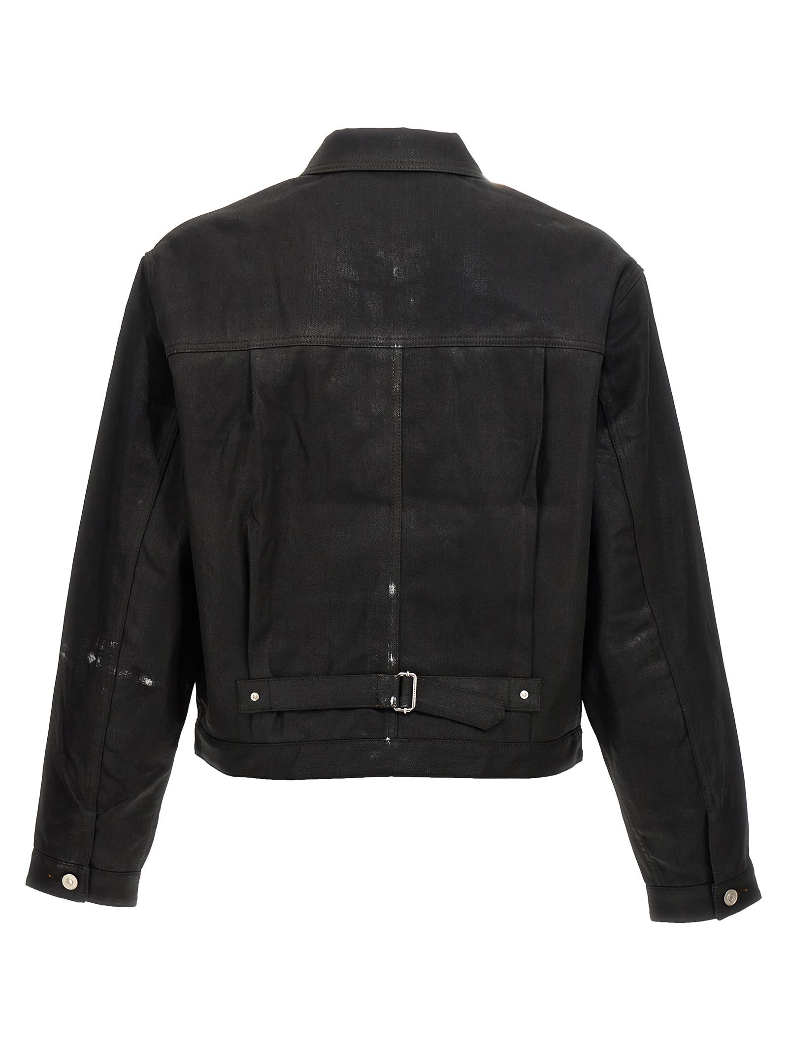 Shop Givenchy Coated Denim Jacket In Black