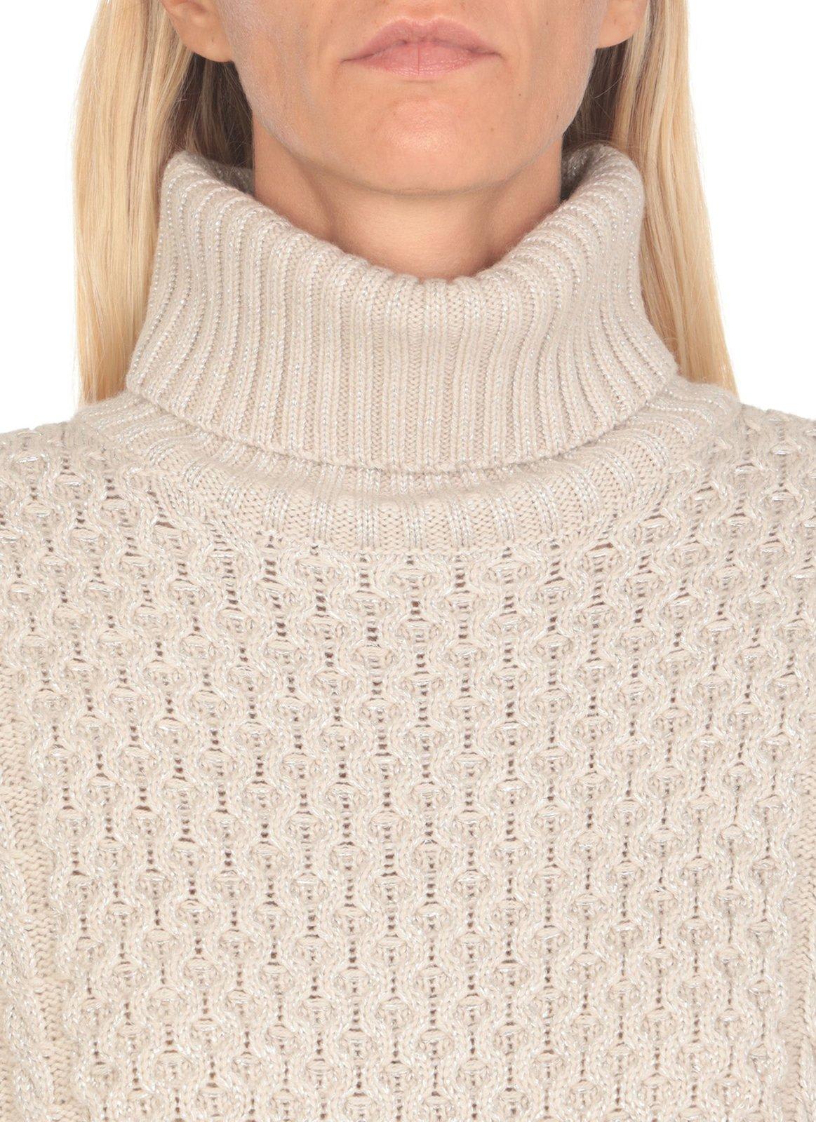 Shop Fabiana Filippi Turtleneck Knitted Jumper In Greige