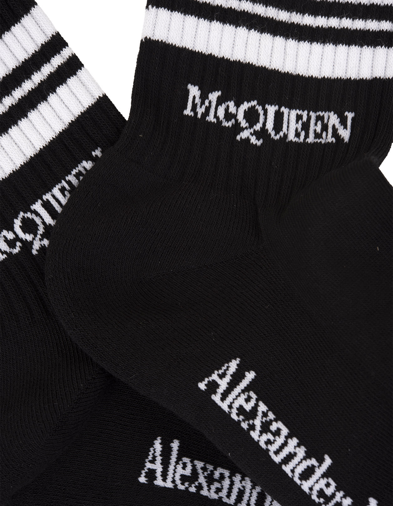 Shop Alexander Mcqueen Black Socks With Stripes And Logo
