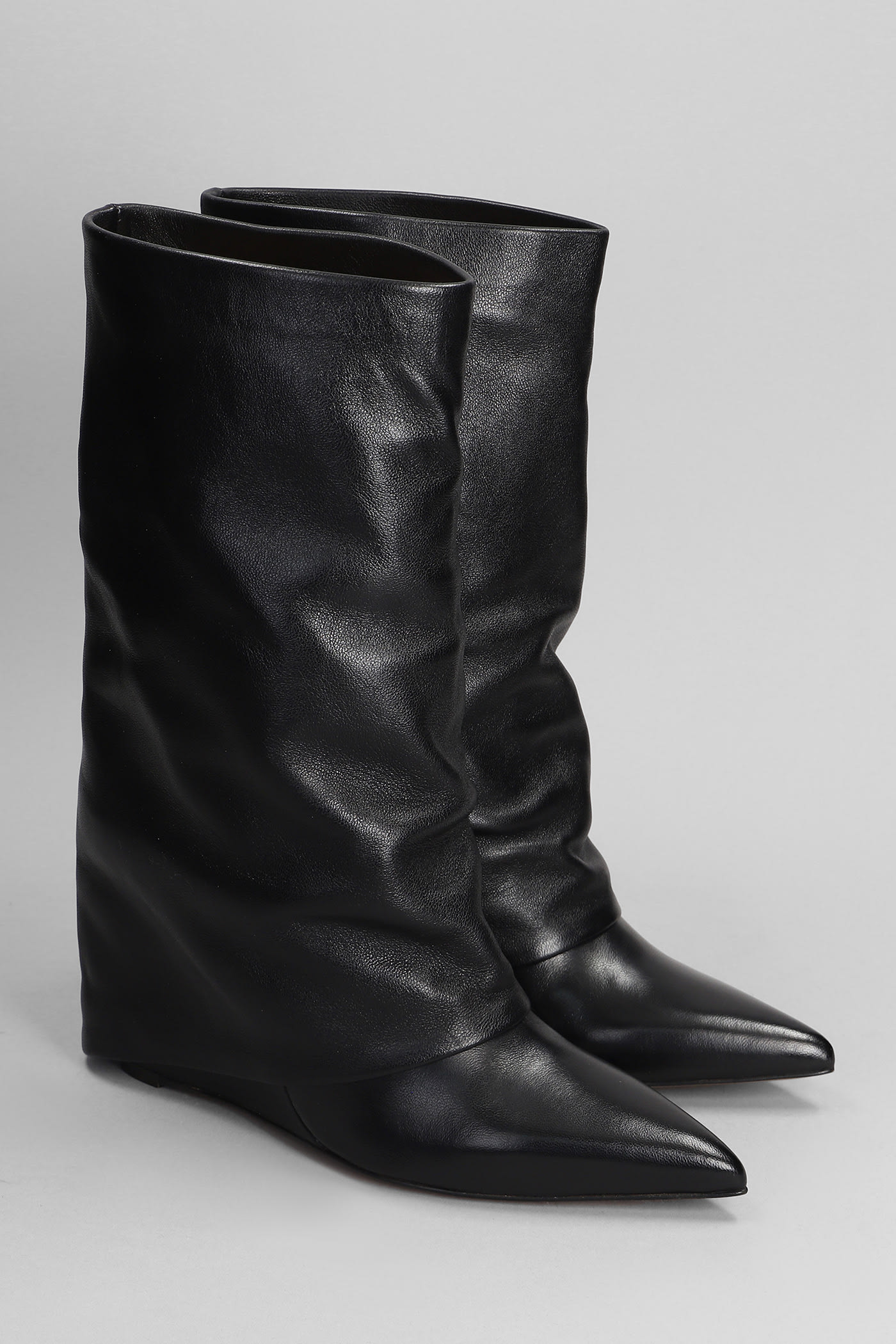 Shop The Seller Ankle Boots Inside Wedge In Black Leather
