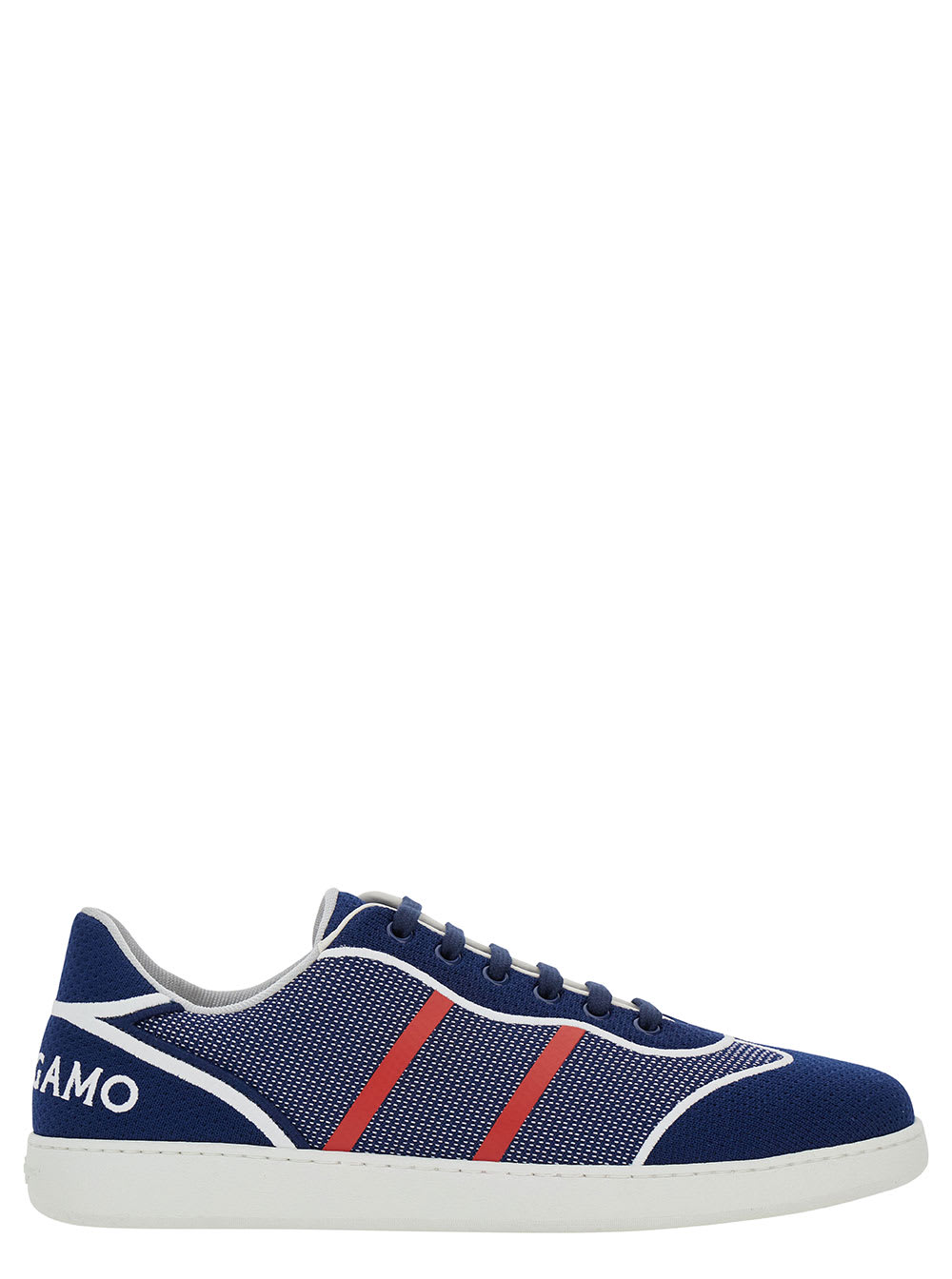 Blue Low Top Sneakers With Logo And Embroidery In Tech Fabric Man