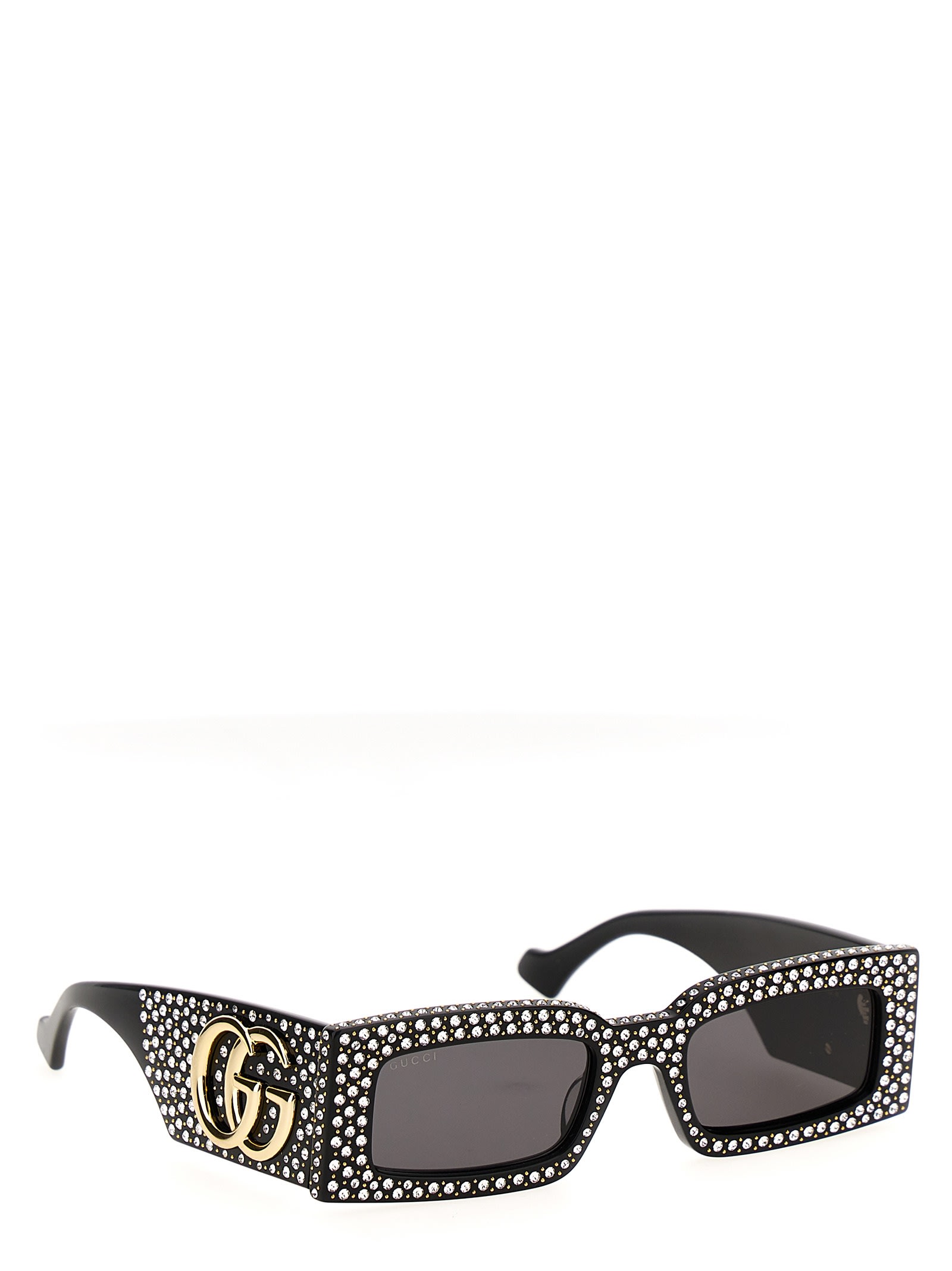 Gucci Crystal Rectangular Sunglasses In Black