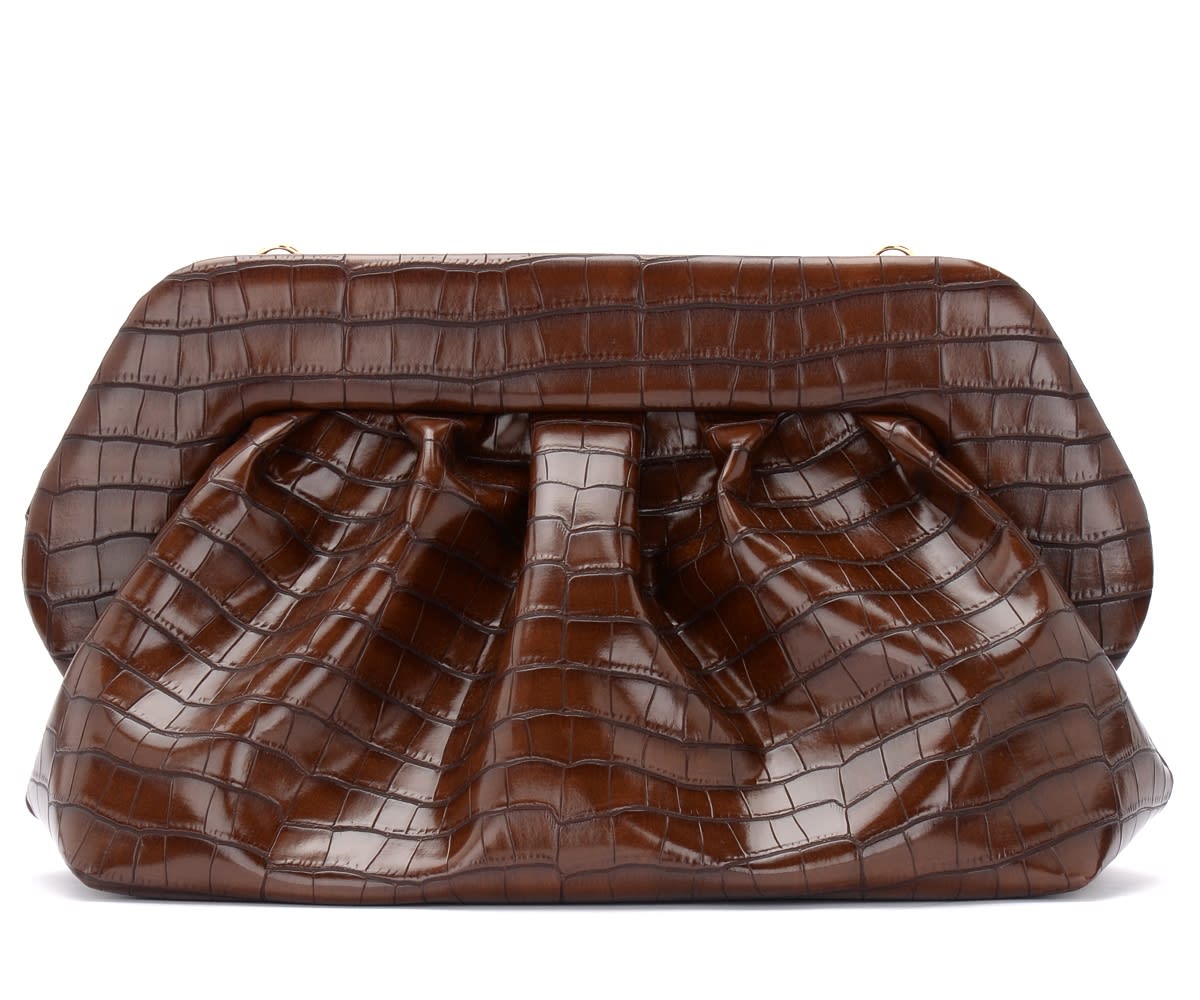 Themoirè Gea Brown Crocodile Vegan Leather Bag.