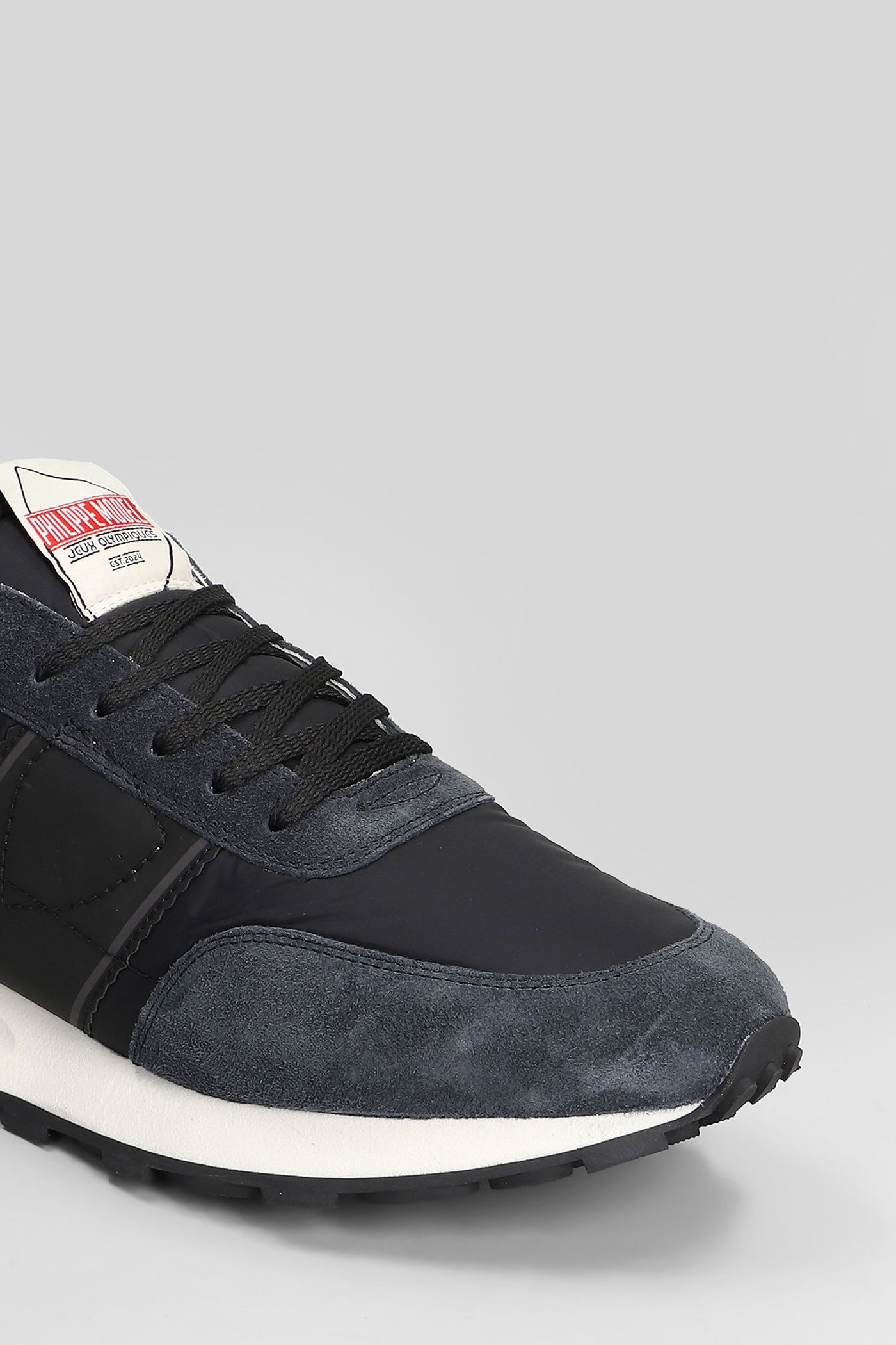 Philippe Model Tour Low Sneakers In Blue Suede And Fabric In Blue