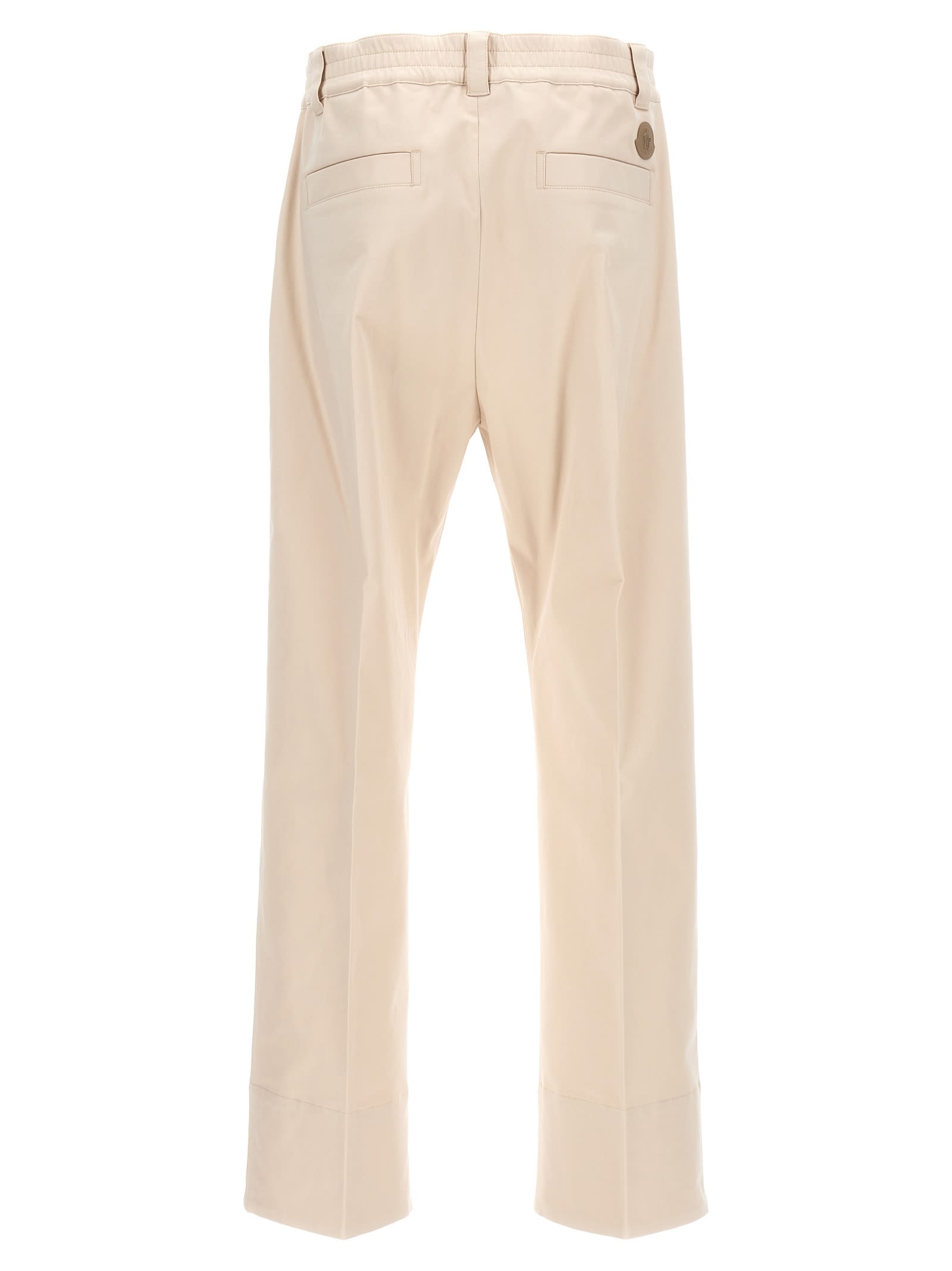 Moncler Trousers Drill Button Detail In Light Beige