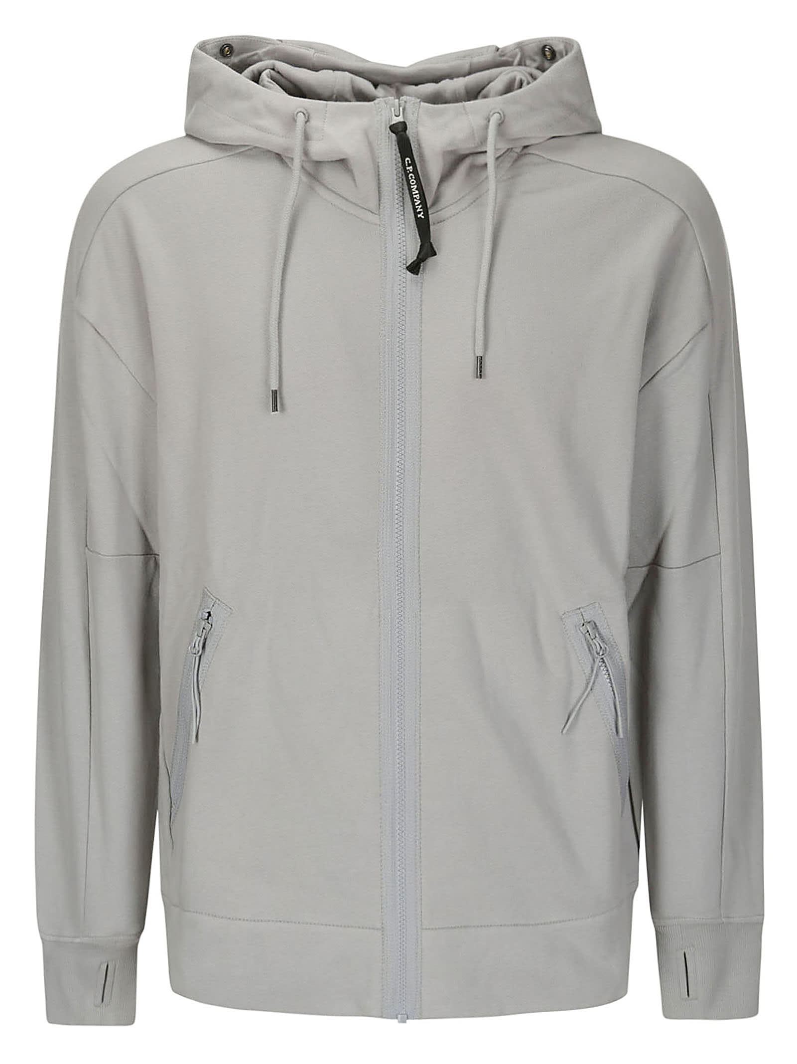 Cp company grey zip hot sale hoodie