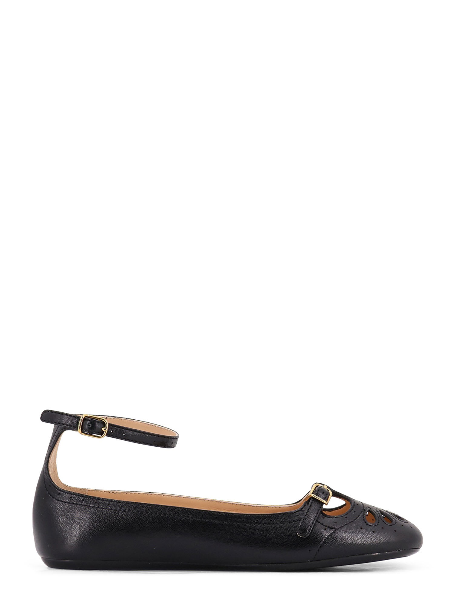 Chloé Leather Ballerina Shoes Featuring Buckle Detail In Black