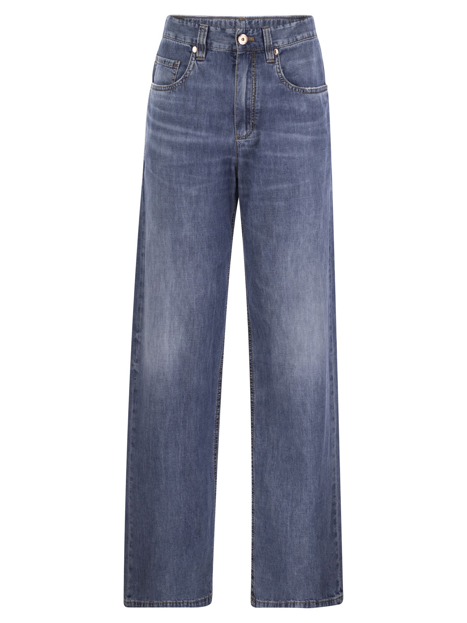 Shop Brunello Cucinelli Loose Five-pocket Trousers In Light Denim In Blue