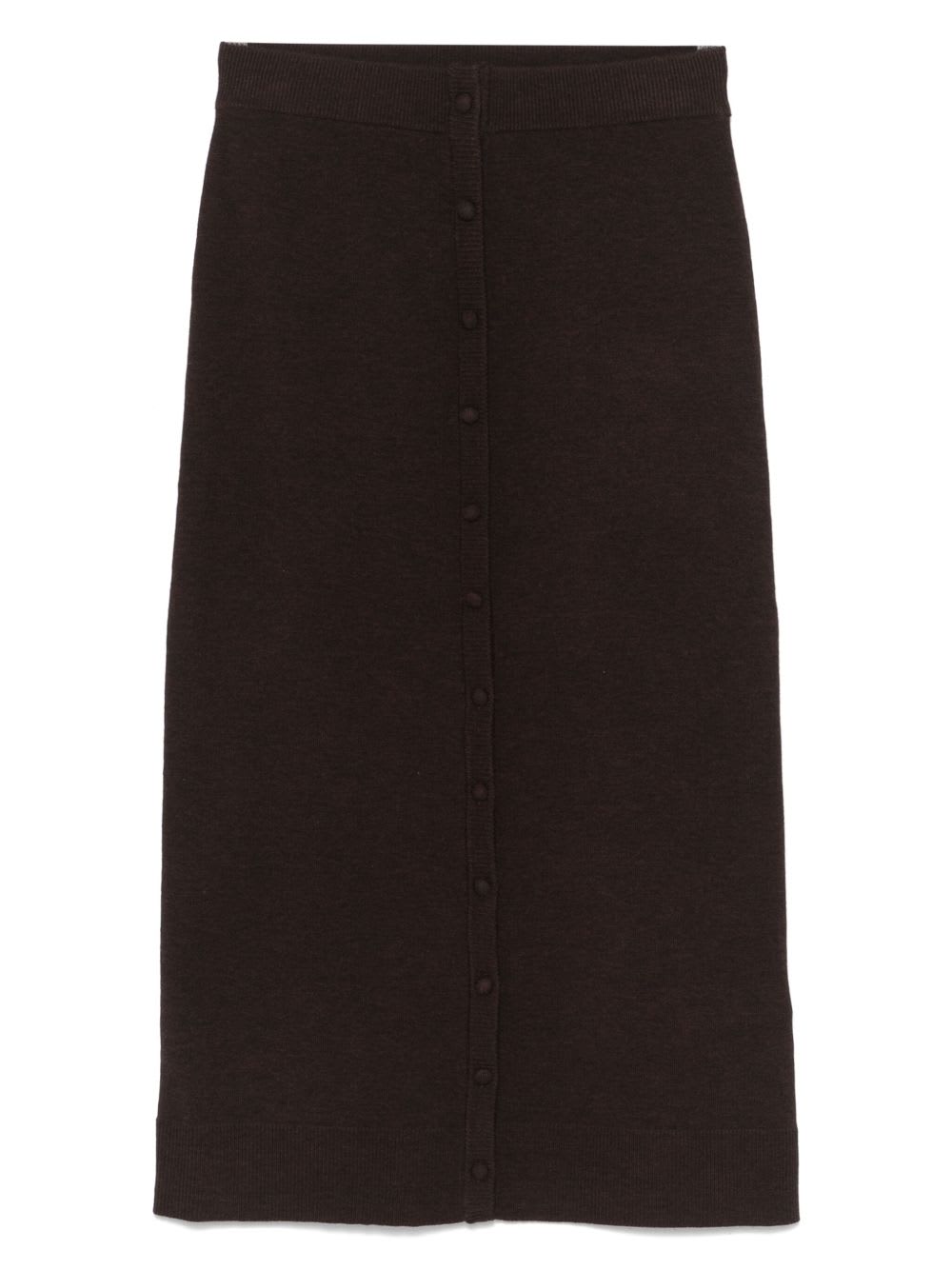 Victoria Beckham Brown Midi Skirt In Wool Blend In Brown
