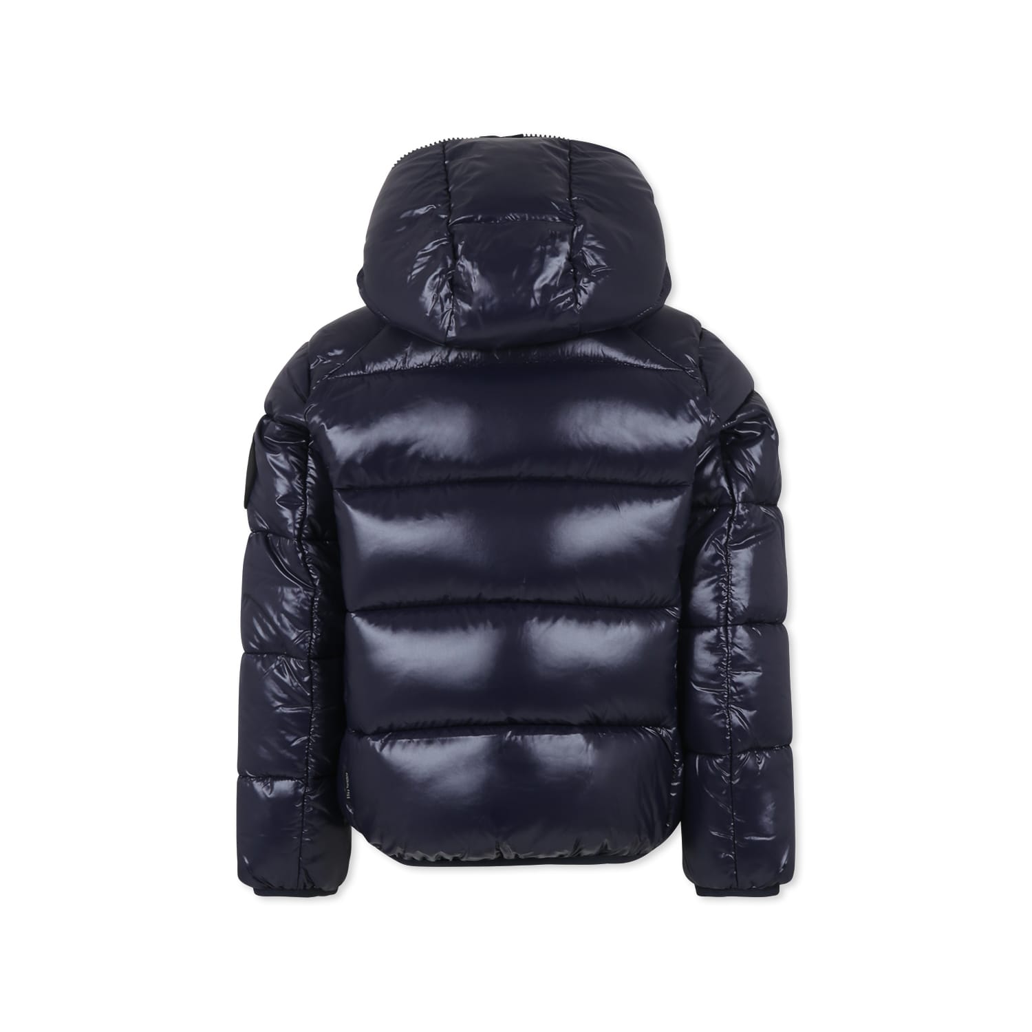 Save The Duck Blue Down Jacket For Boy With Logo In Blue