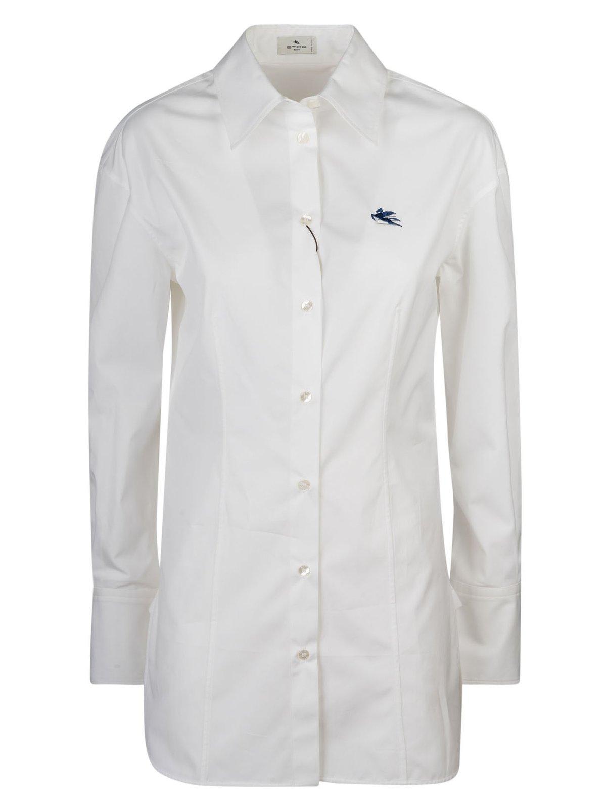 Shop Etro Logo Embroidered Buttoned Shirt