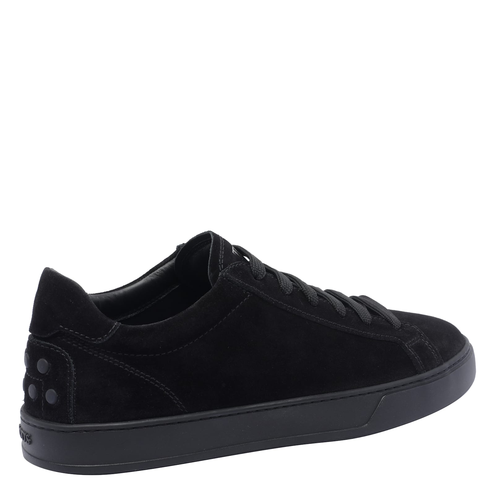 Tod's Low Top Suede Sneakers With Round Toe In Black