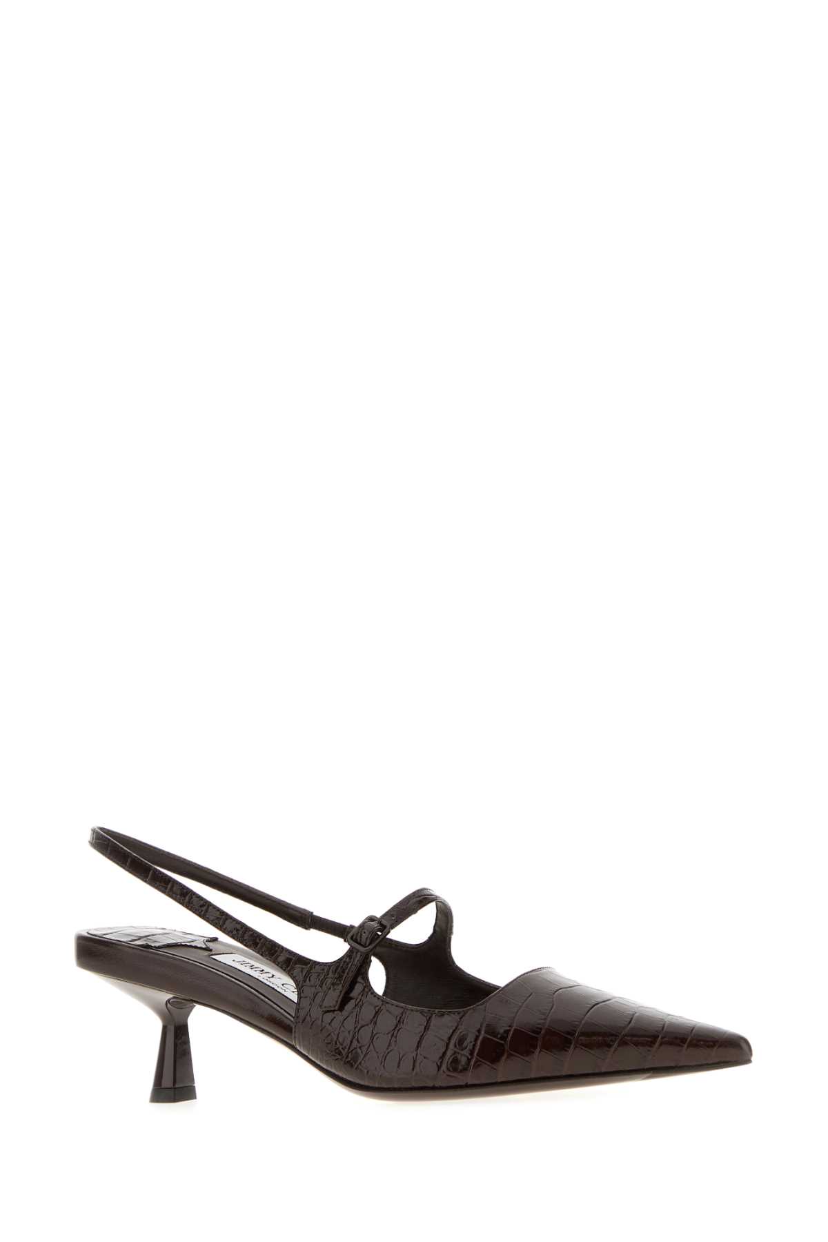 Jimmy Choo Slingback With Buckle And Crocodile Texture In Brown