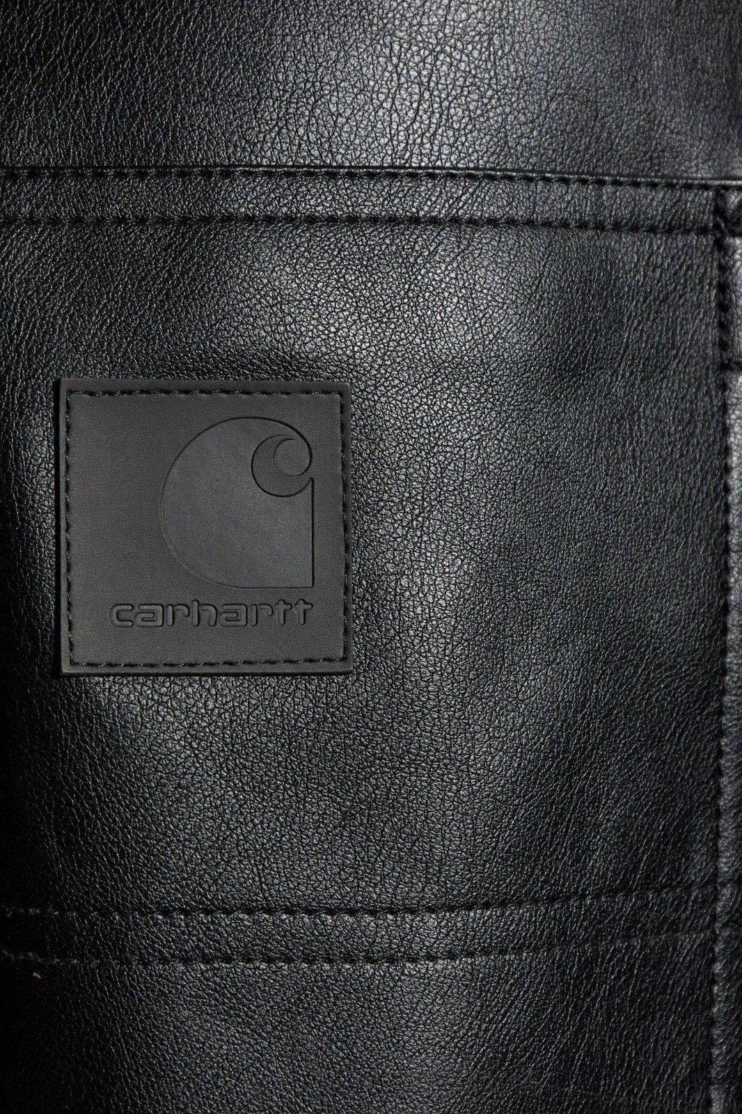 Carhartt Black Single Knee Pu Leather Cargo Pants In Black