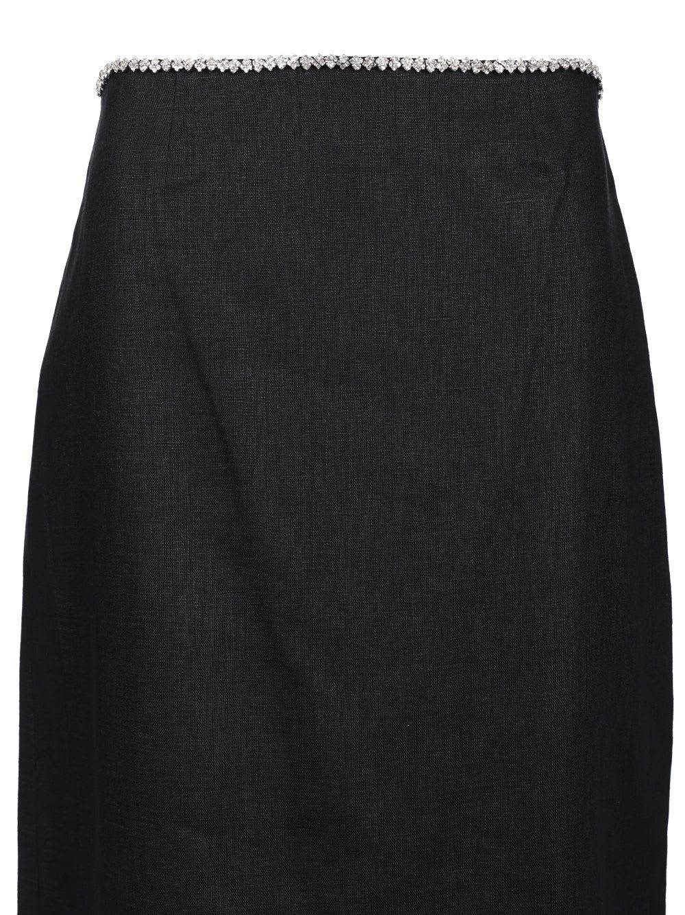 Zimmermann Crush Crystal-embellished Scalloped Linen Midi Skirt In Black