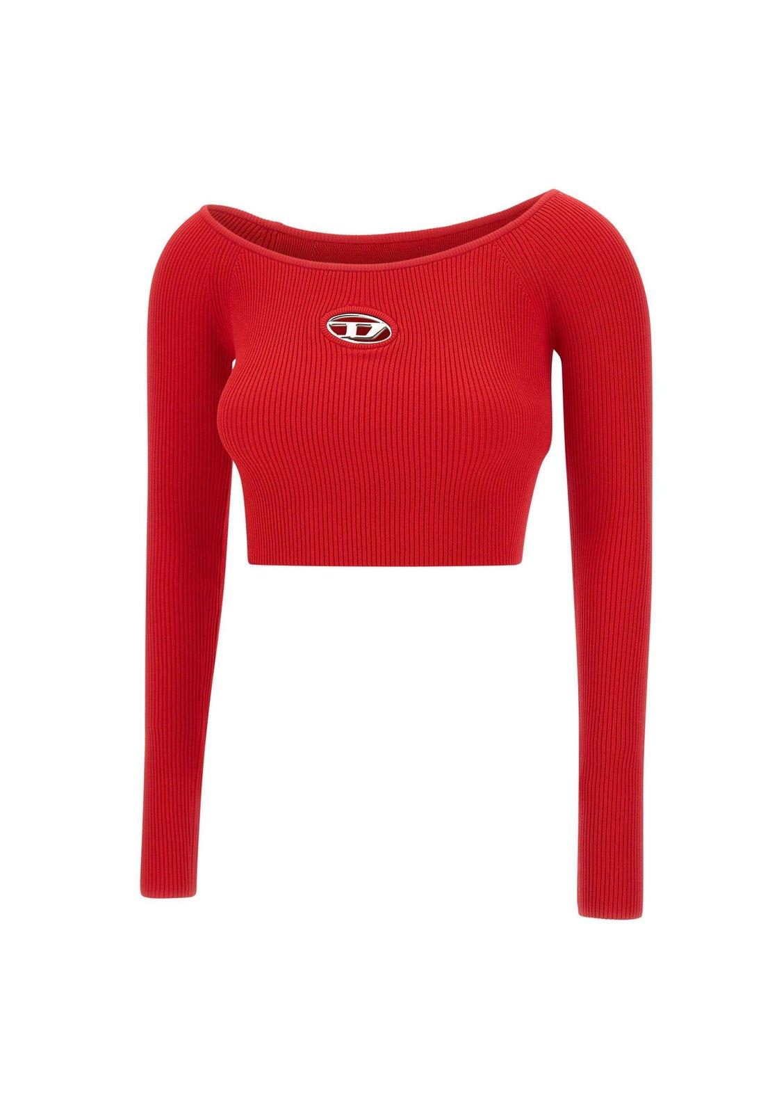 Diesel M-vera-ls Ribbed Knit Off-the-shoulder Top