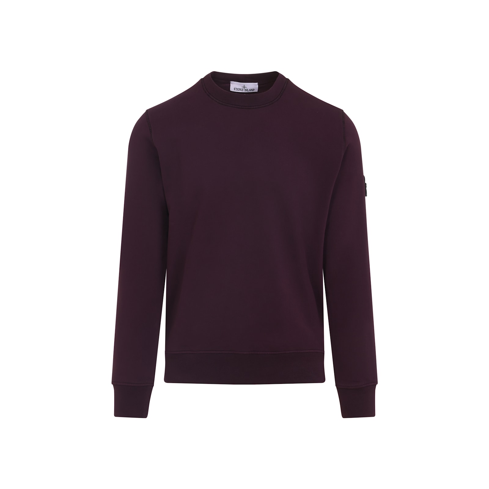 Stone Island Crew Neck Wool Sweater With Ribbed Texture In Purple