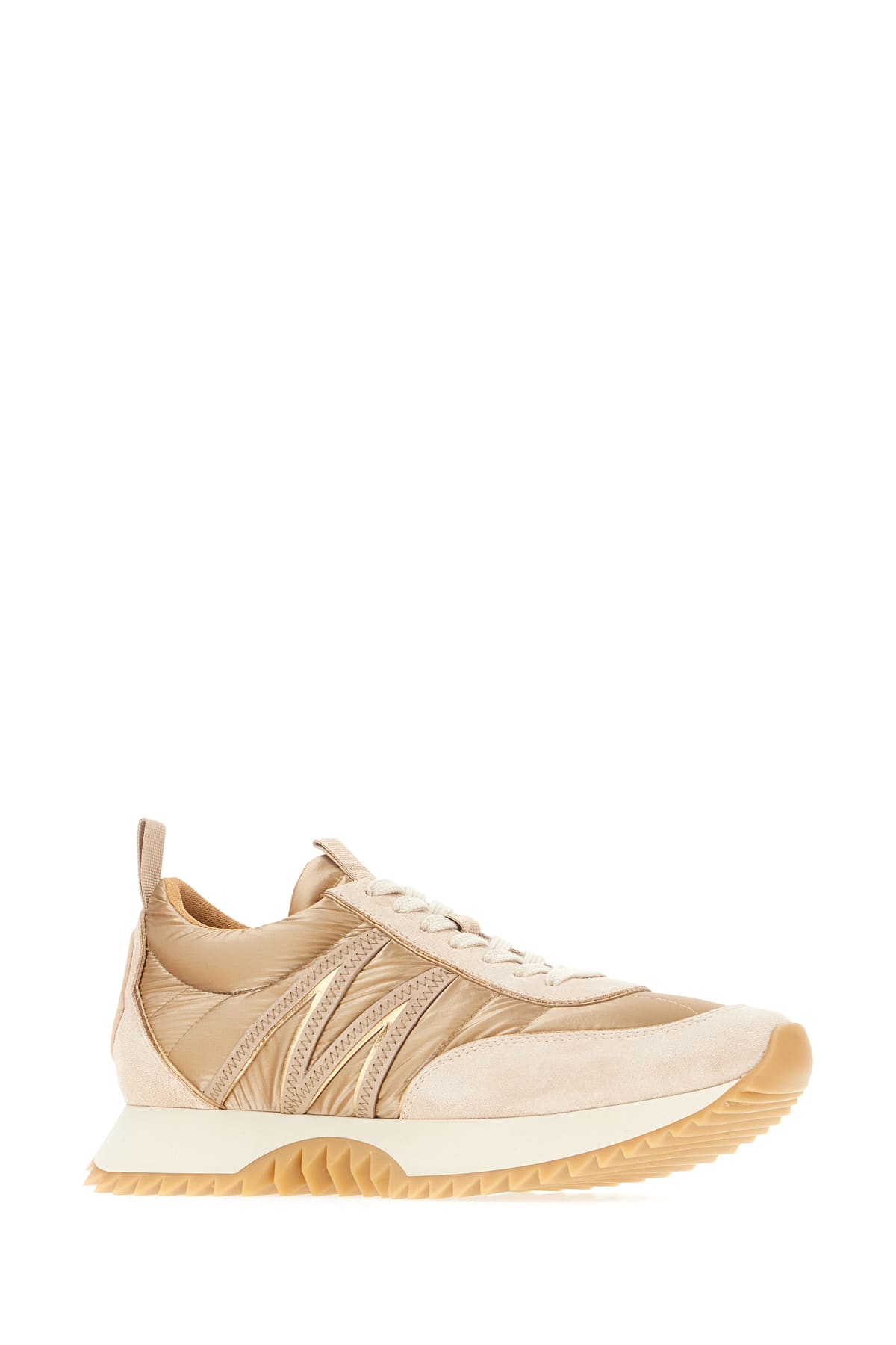 Shop Moncler Multicolor Nylon And Suede Pacey Sneakers In Beige