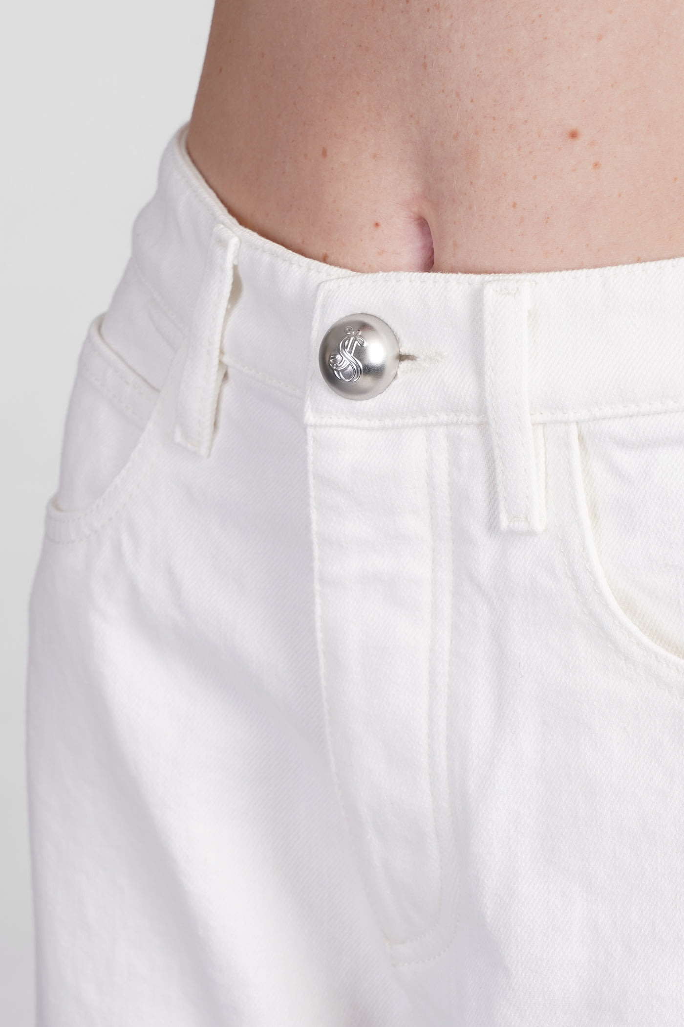Jil Sander Straight Leg Arched-hem Cotton-linen Trousers In White