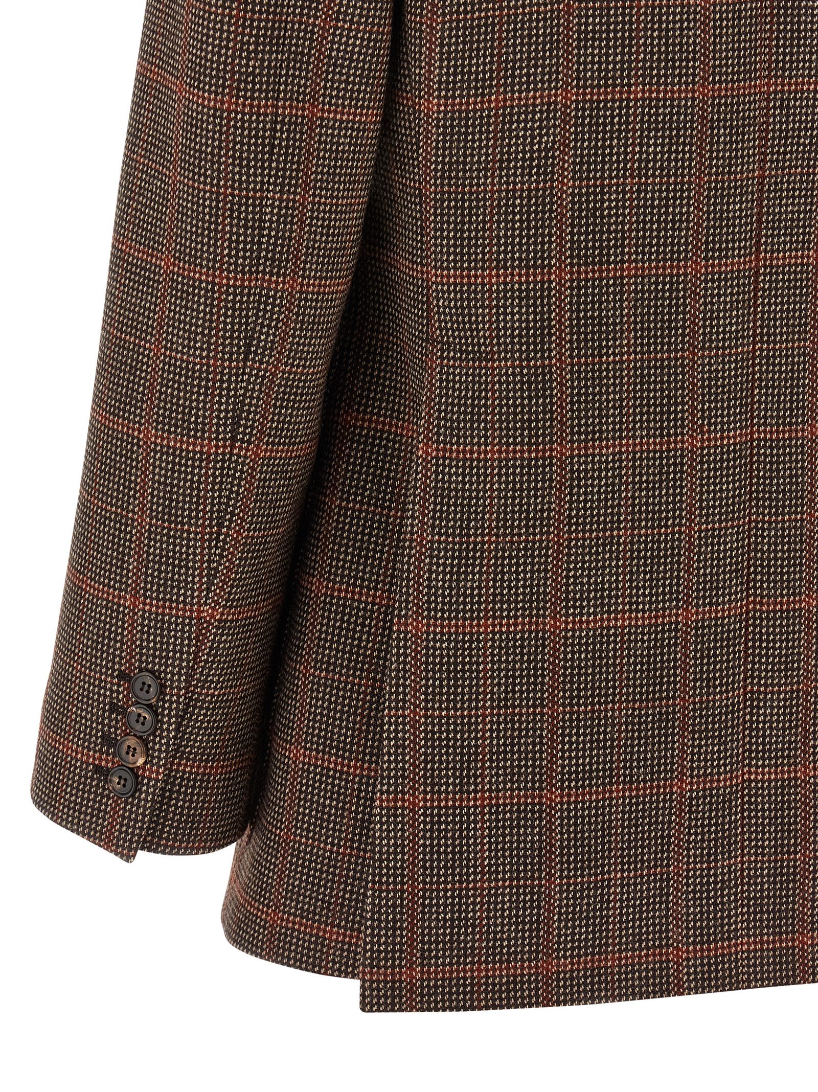 Chloé Single-breasted Checked Brown Wool Jacket Women In Brown