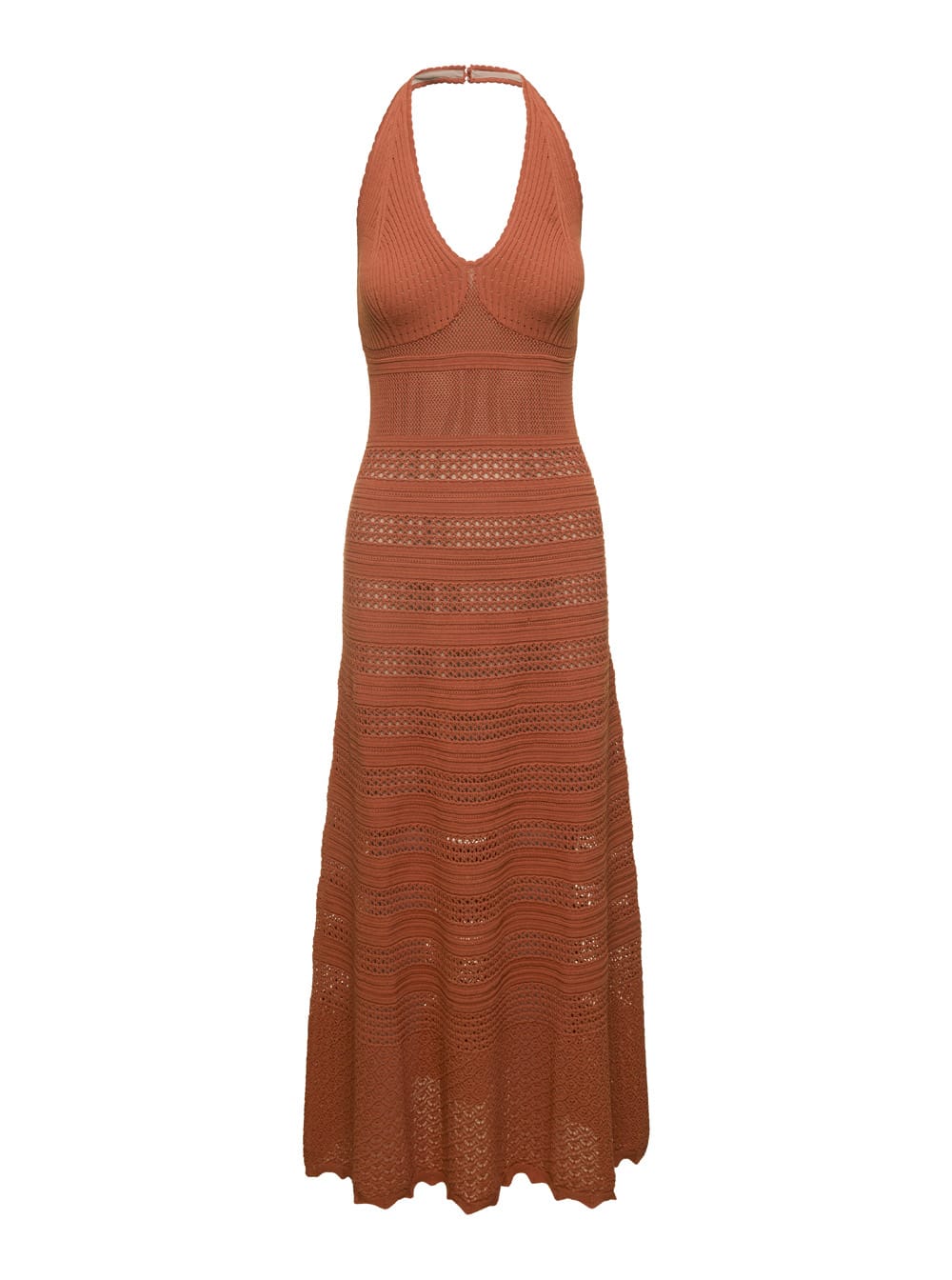 Shop Twinset Orange Long Dress With Triangle-shaped Cups In Viscose Blend Woman