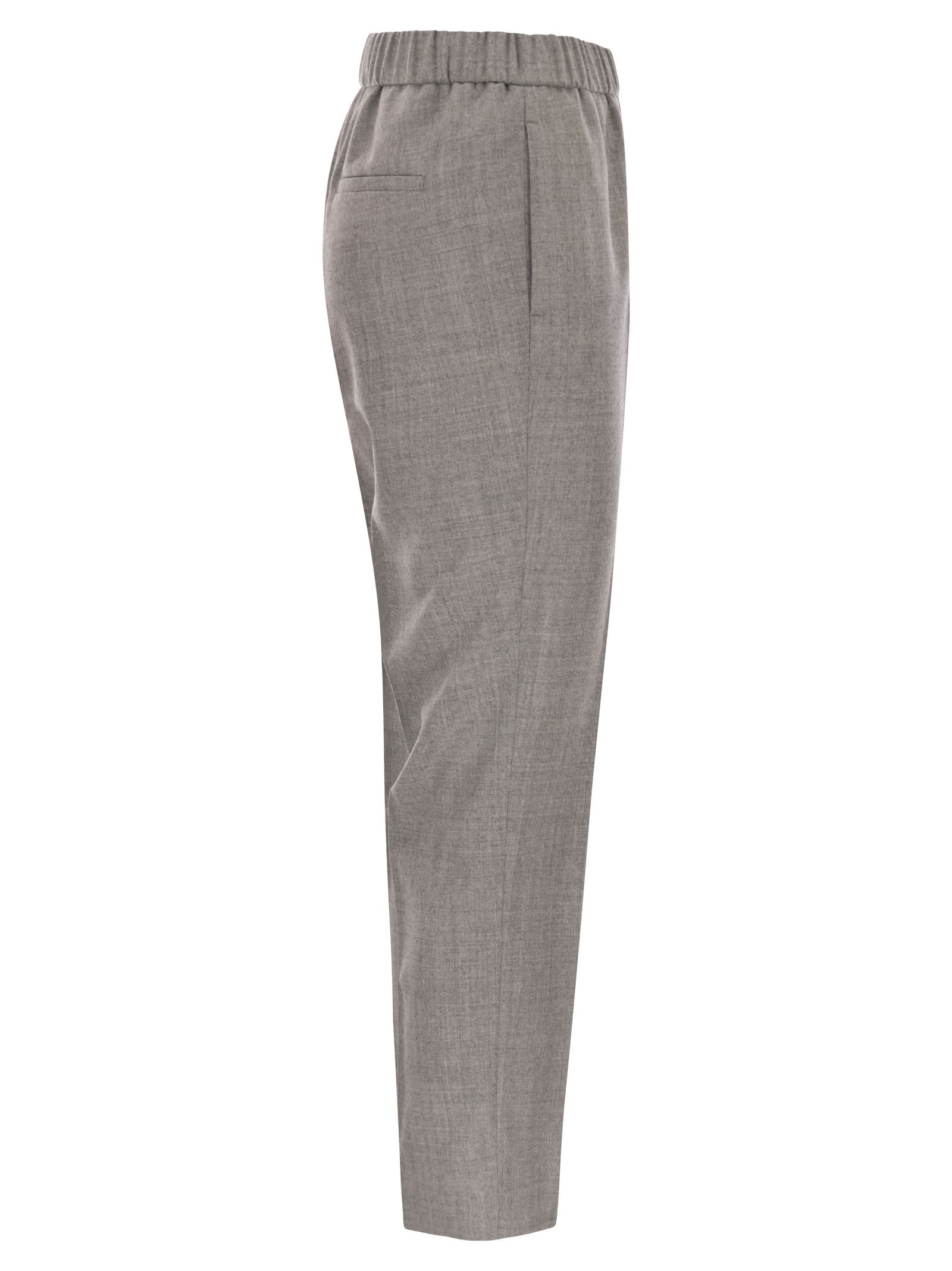 Peserico Virgin Wool Trousers With Lurex In Gray