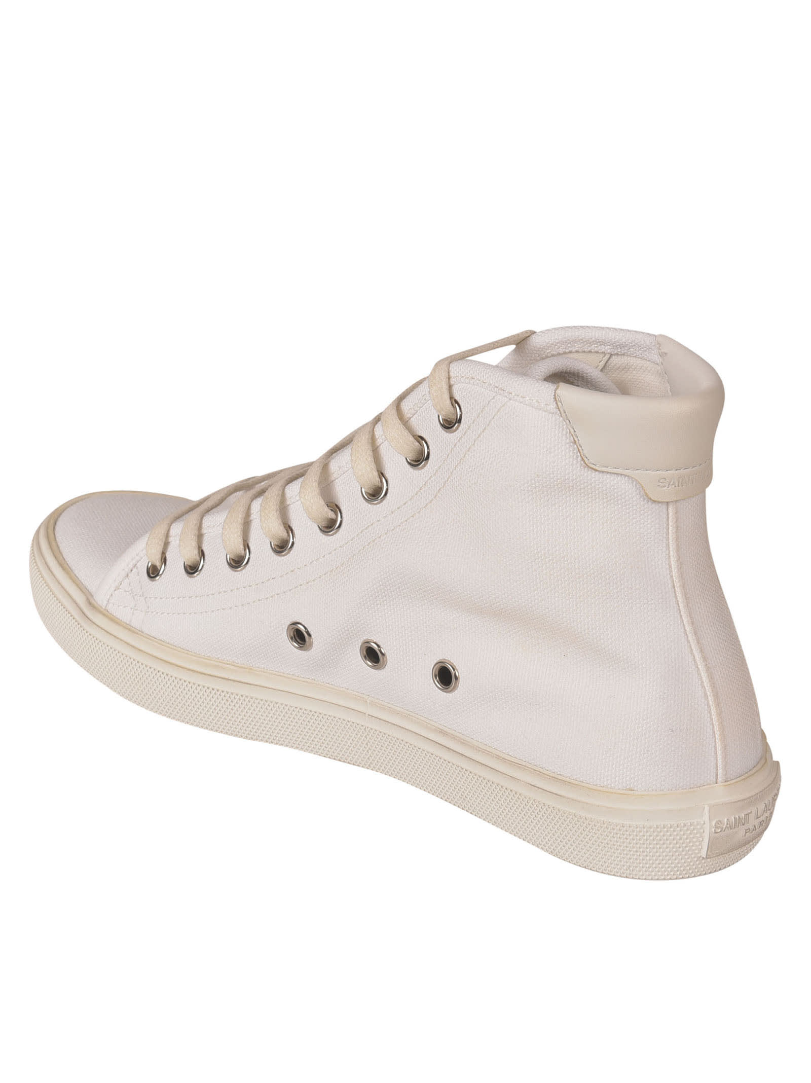 Shop Saint Laurent Malibu Mid Sneakers In White