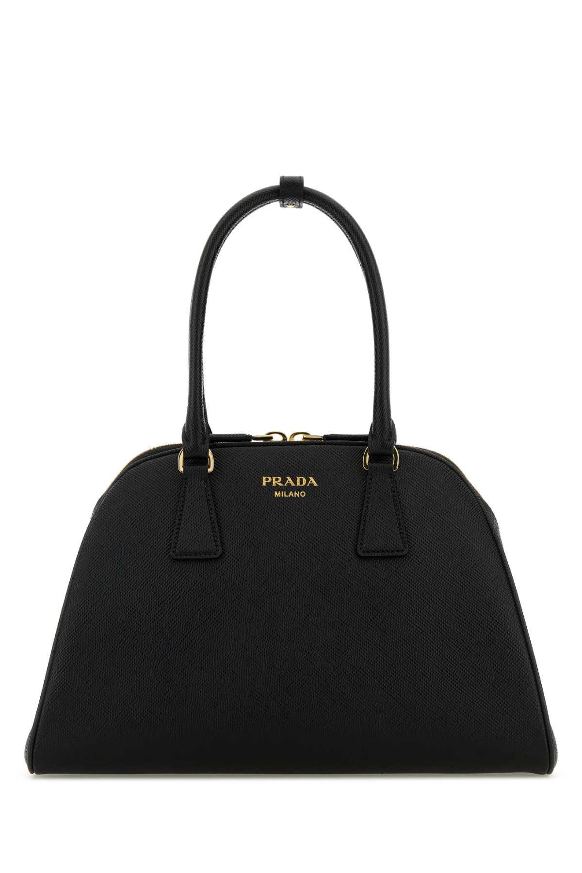 Shop Prada Black Leather Shopping Bag In Nero