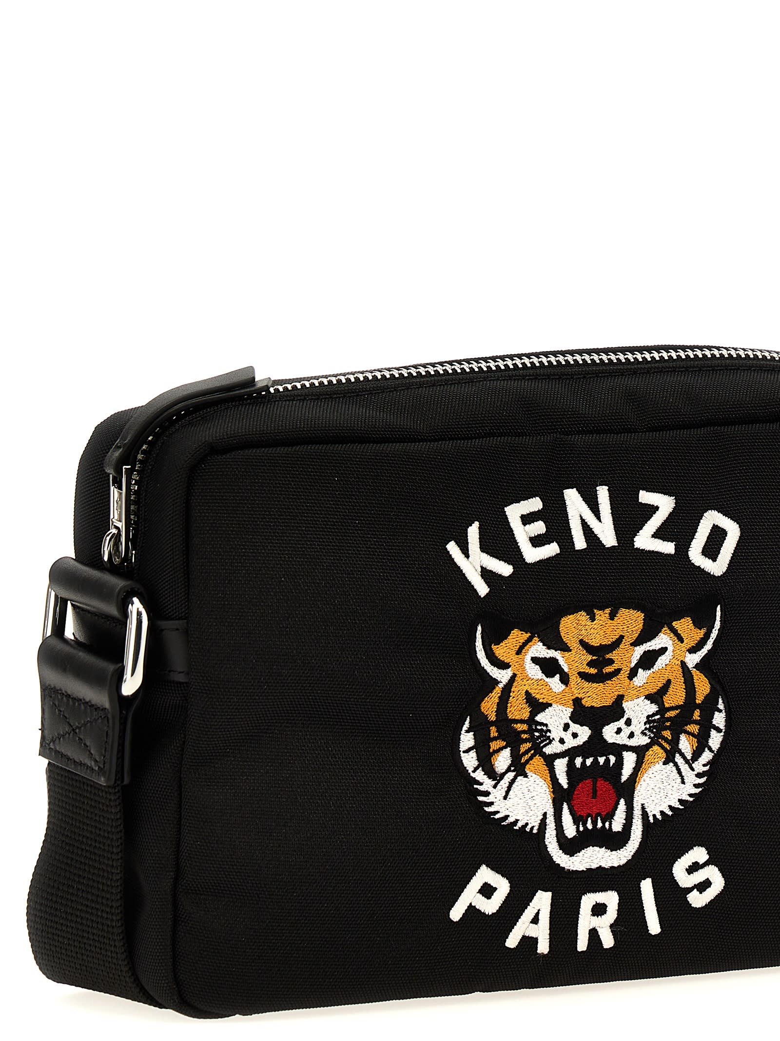 Shop Kenzo Logo Embroidery Shoulder Strap In Black