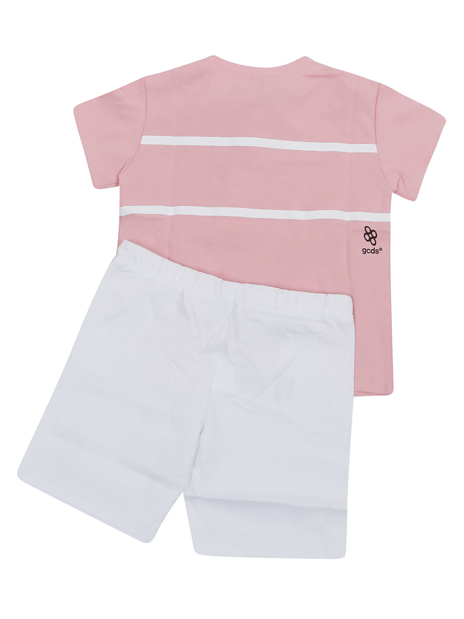 Shop Gcds Mini T-shirt+shorts In White Quartz Pink