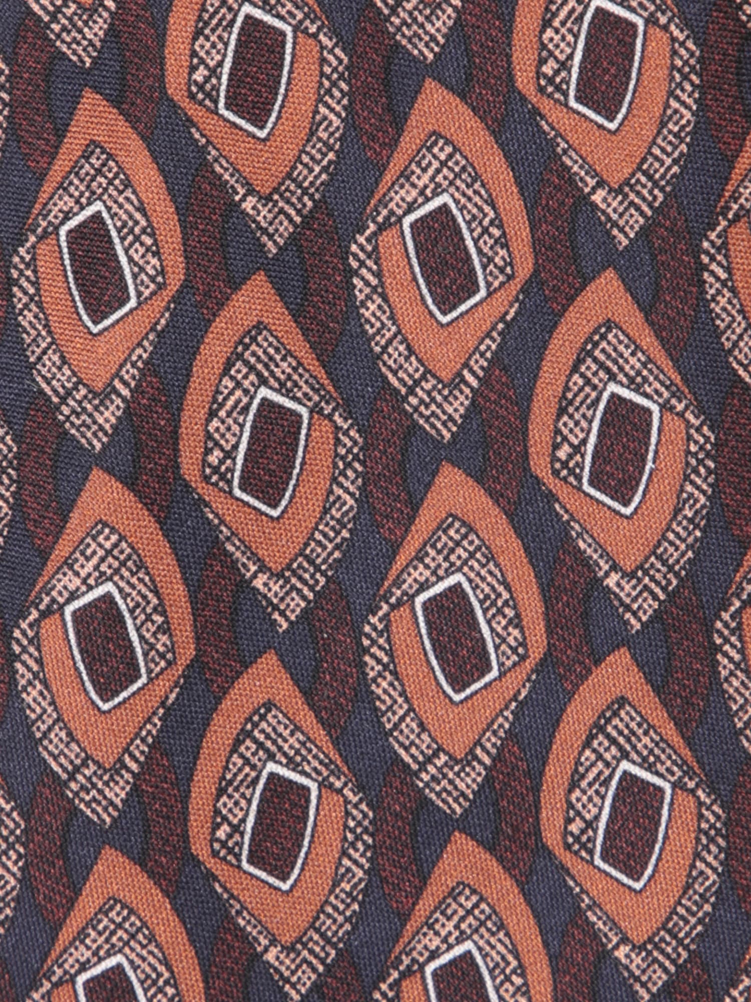 Lardini Pure Silk Tie With Brown And Red Geometric Pattern In Bordeaux