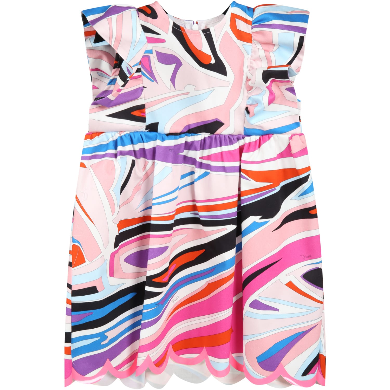 Emilio Pucci Multicolor Dress For Baby Girl With Logo