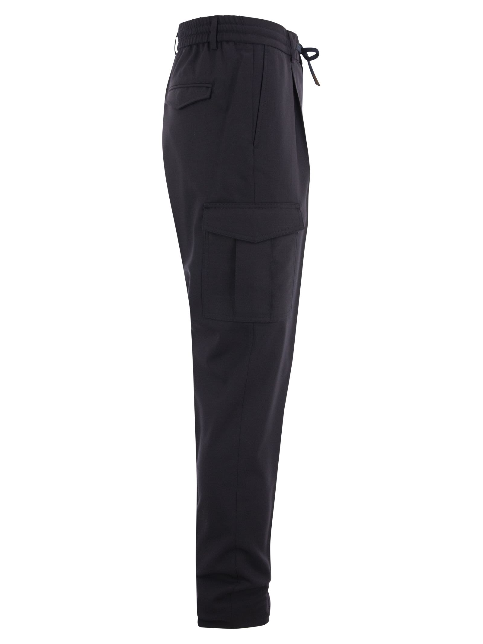 Shop Peserico Cargo Trousers With Drawstring In Blue