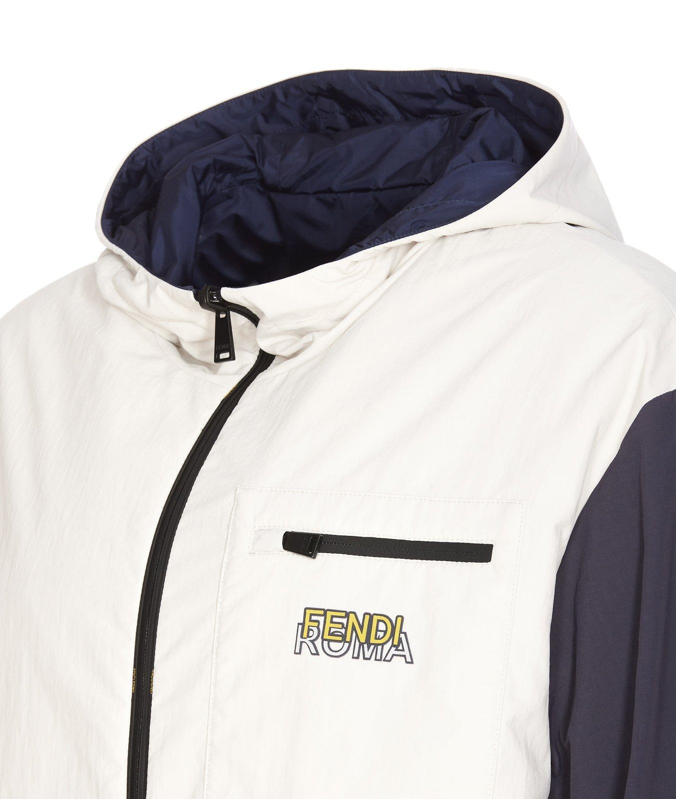 Shop Fendi Reversible Zipped Jacket In Navy