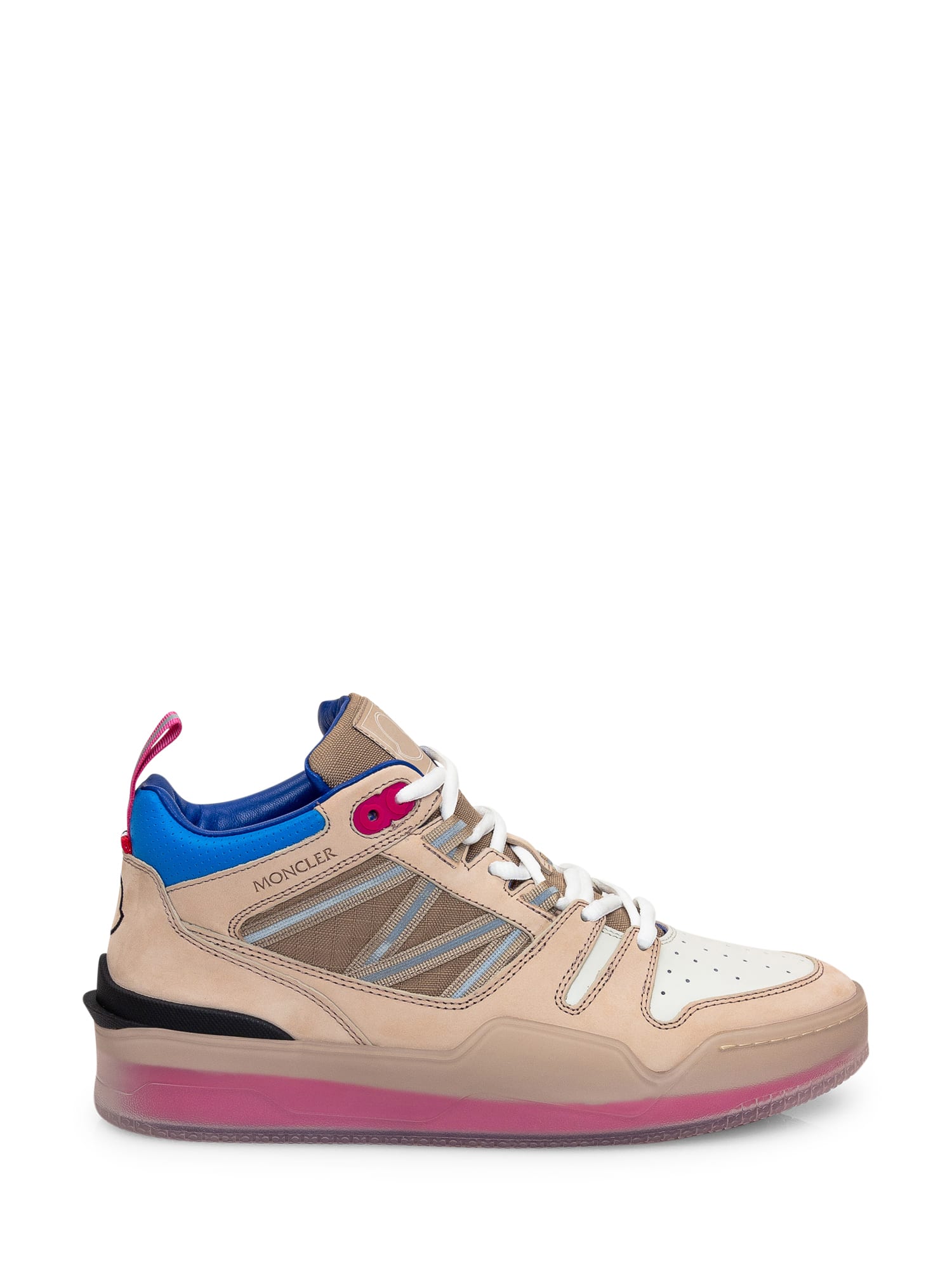 Moncler Men's Pivot Leather High-top Sneakers In Beige