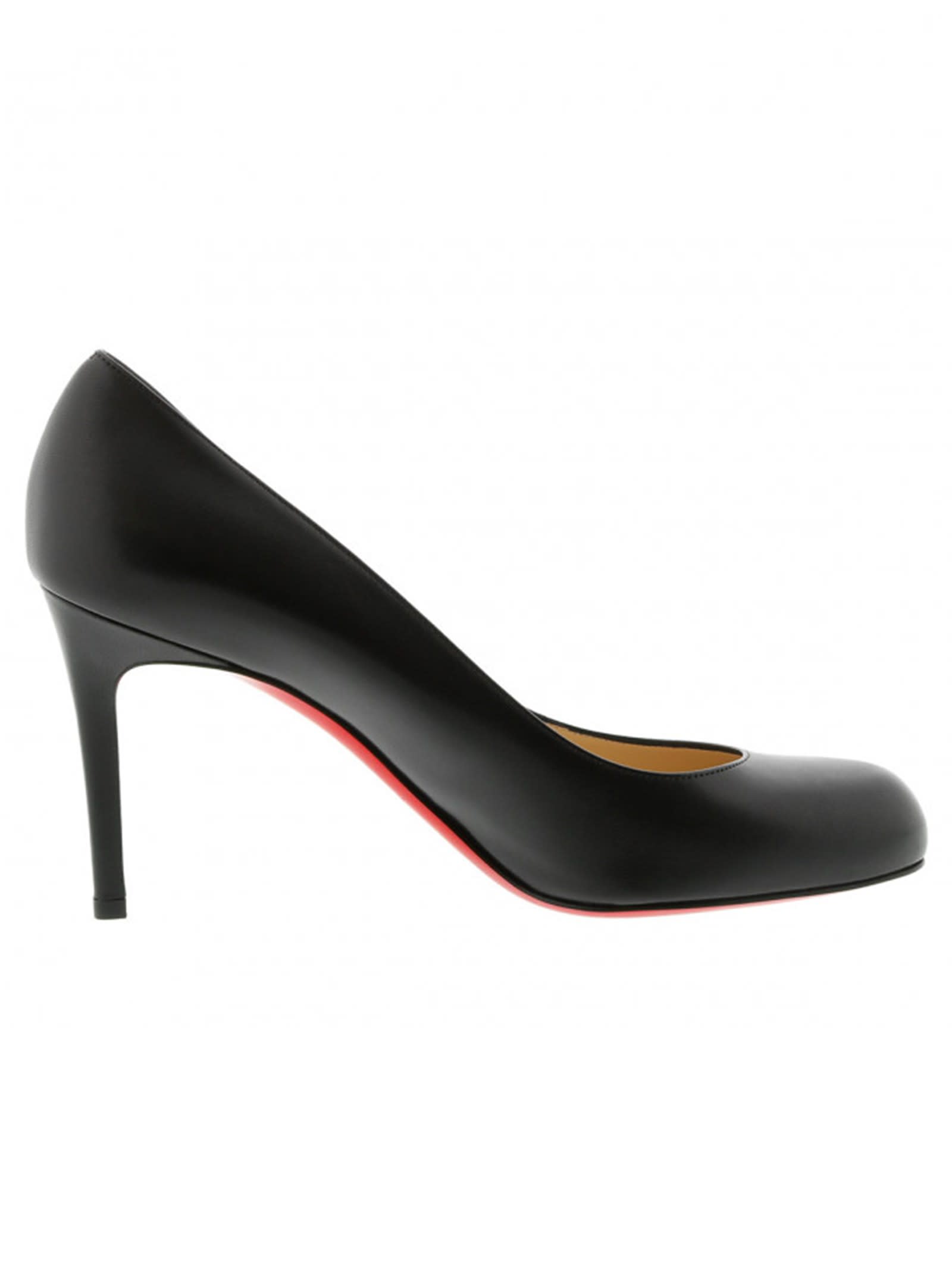 Buy Christian Louboutin Black Leather Simple Pumps online, shop Christian Louboutin shoes with free shipping